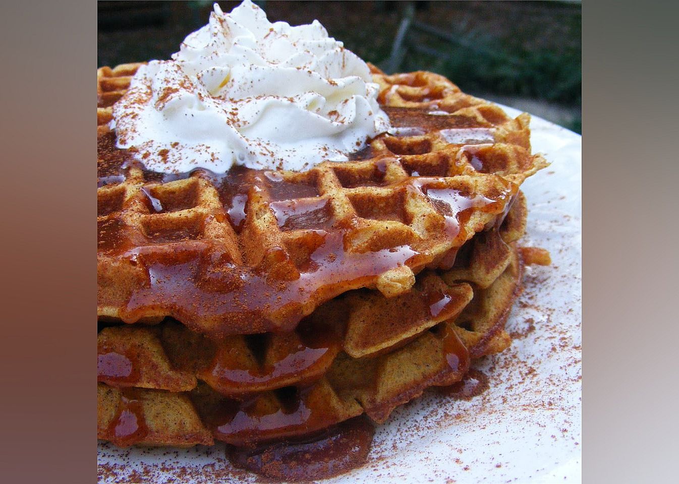 Pumpkin Waffles with Apple Cider Syrup