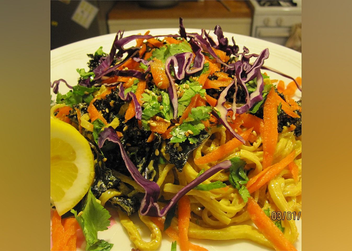 Spicy Tahini Sauce with Kale, Sea Vegetables, and Soba Noodles
