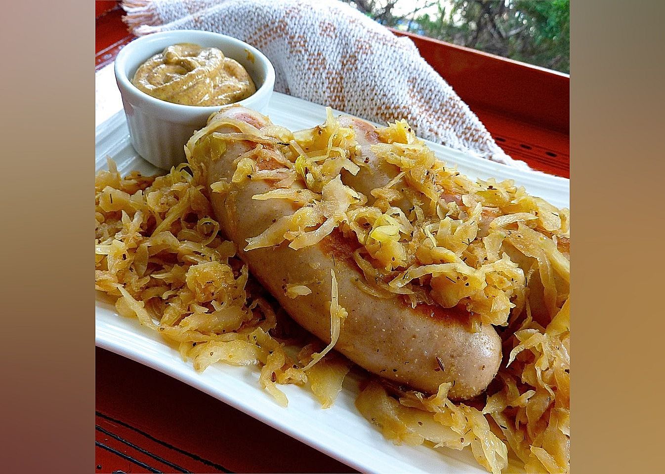 Beer Glazed Brats and Sauerkraut