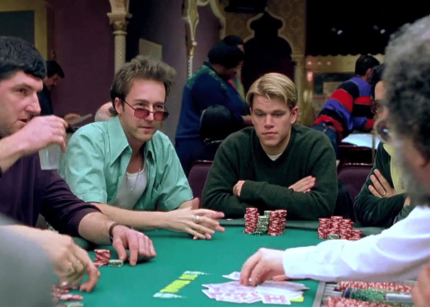 Matt Damon and Edward Norton in a scene from "Rounders"