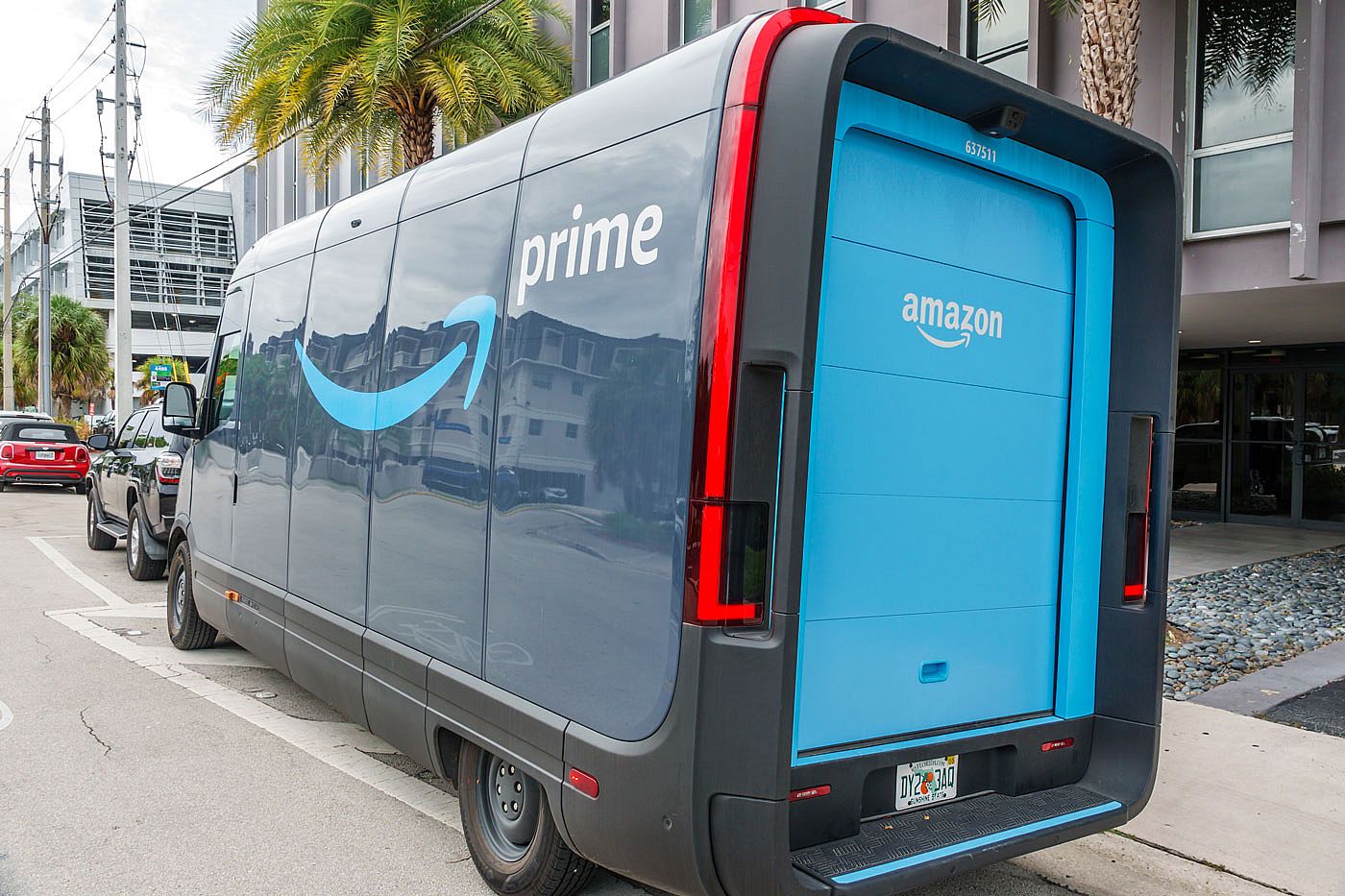 An Amazon delivery vehicle in South Miami, Florida.