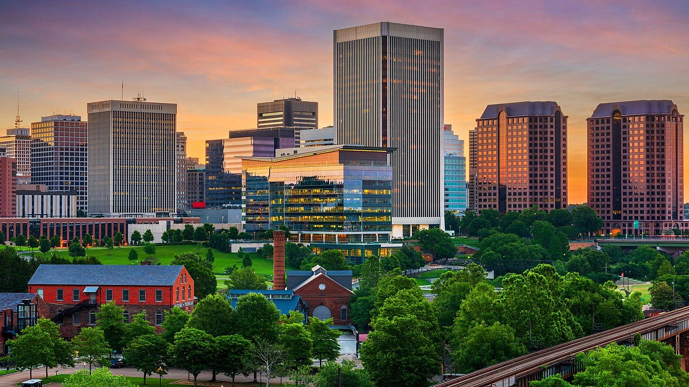 Richmond, Virginia, USA downtown skyline at dawn.