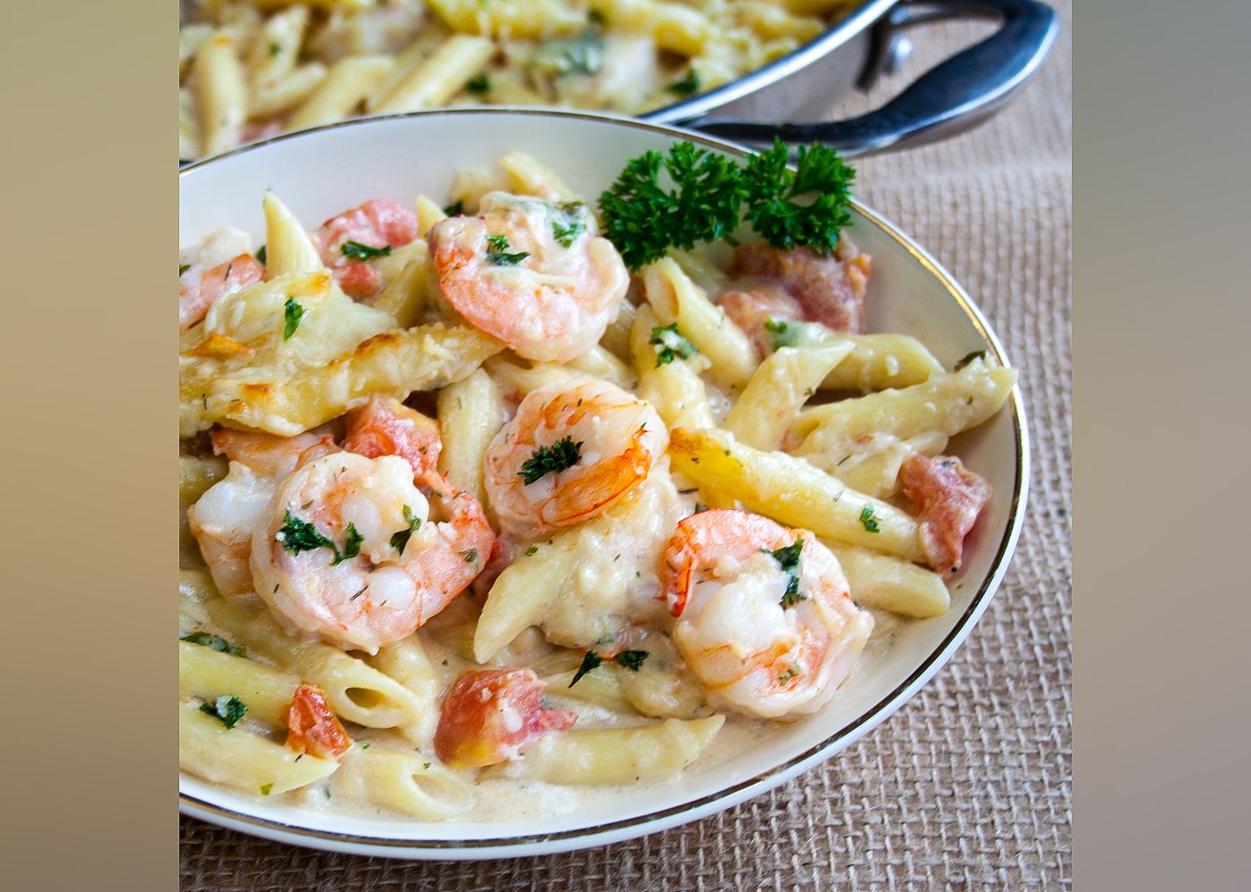 Garlic Shrimp Pasta Bake