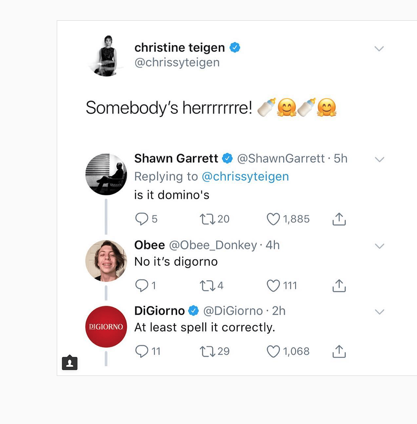 Chrissy Teigen and DiGiorno
