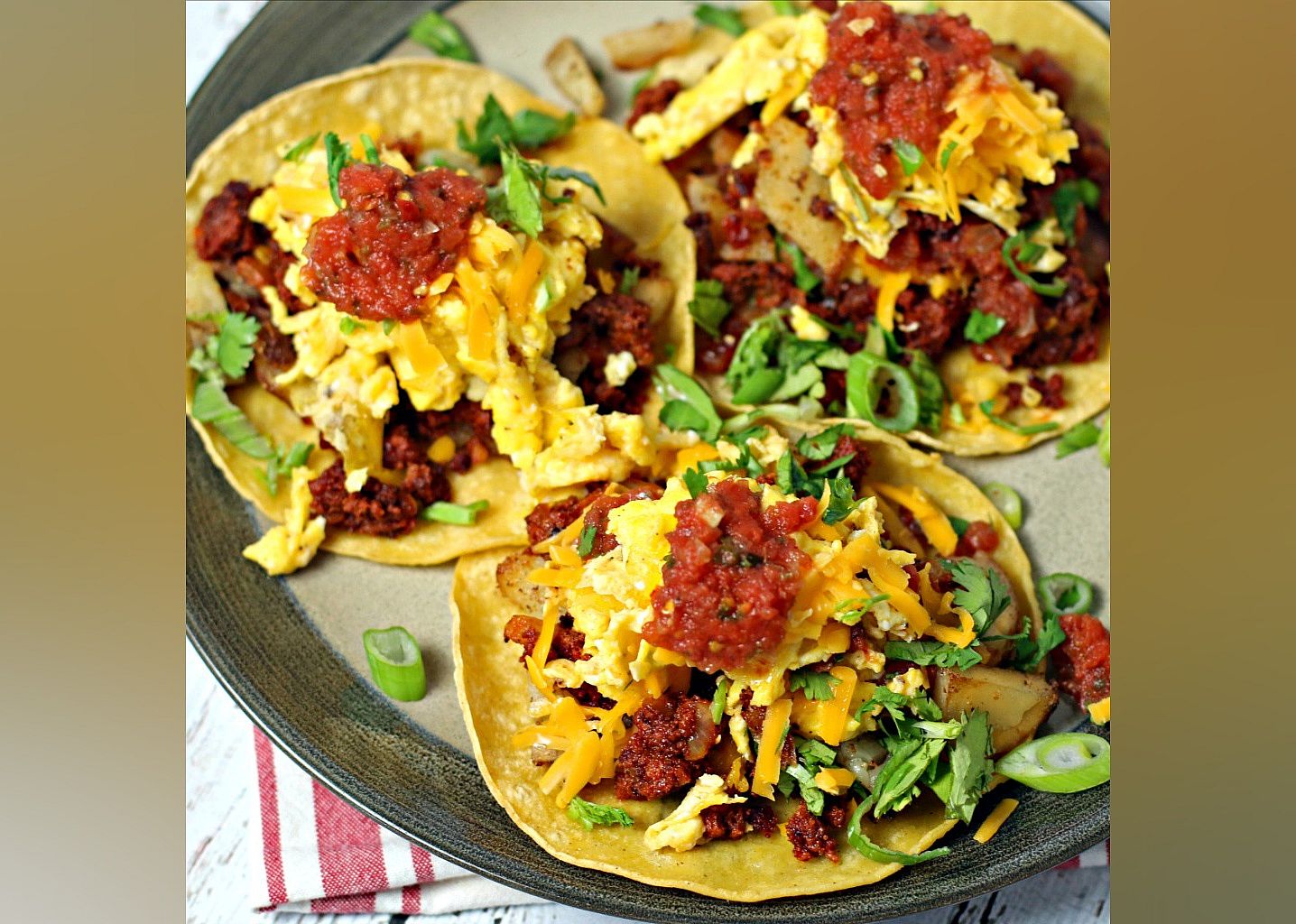 Chorizo Breakfast Tacos with Potato Hash and Eggs