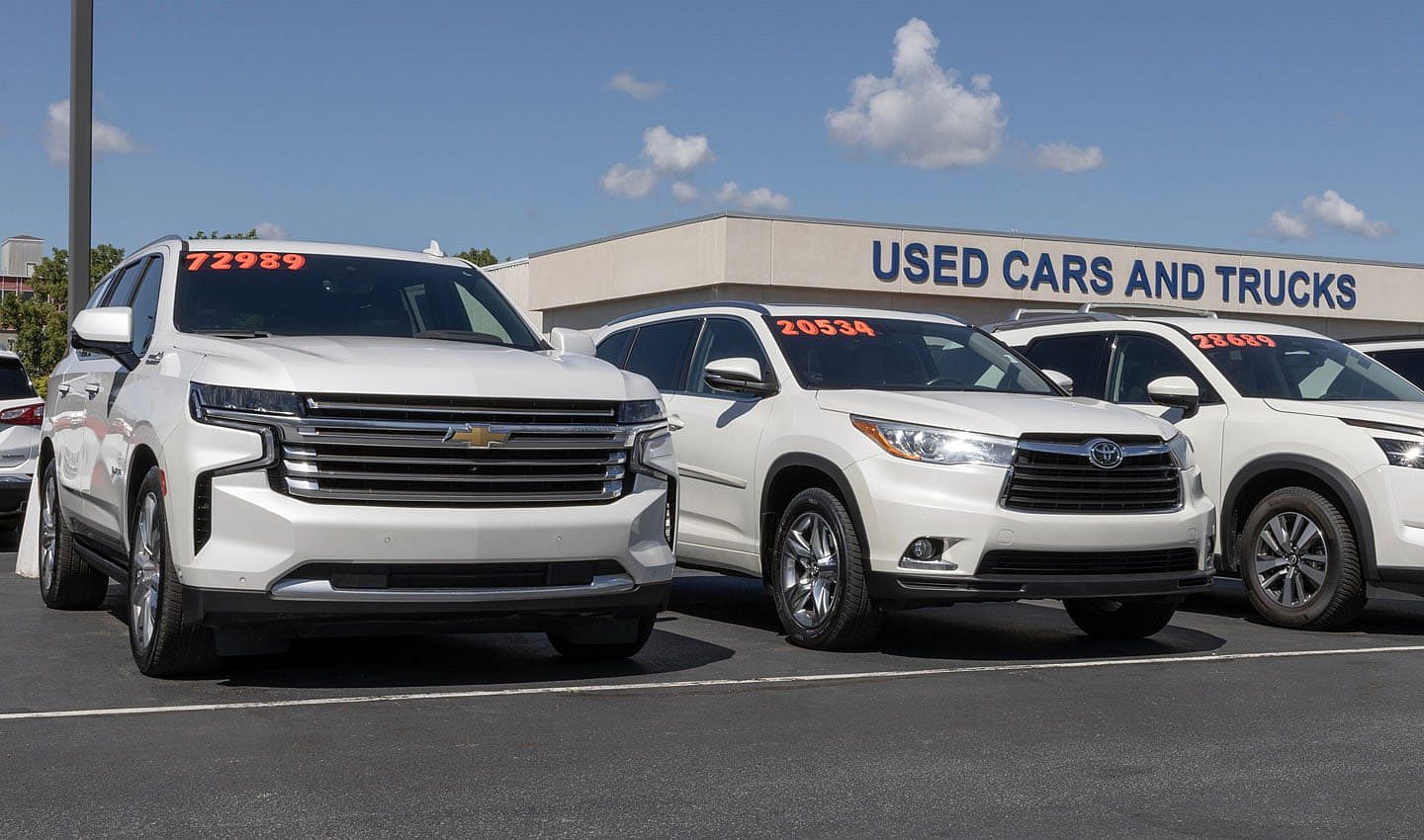 Lafayette - August 27, 2025: Used car display at a dealership. With pricing issues, used and preowned cars are in high demand.