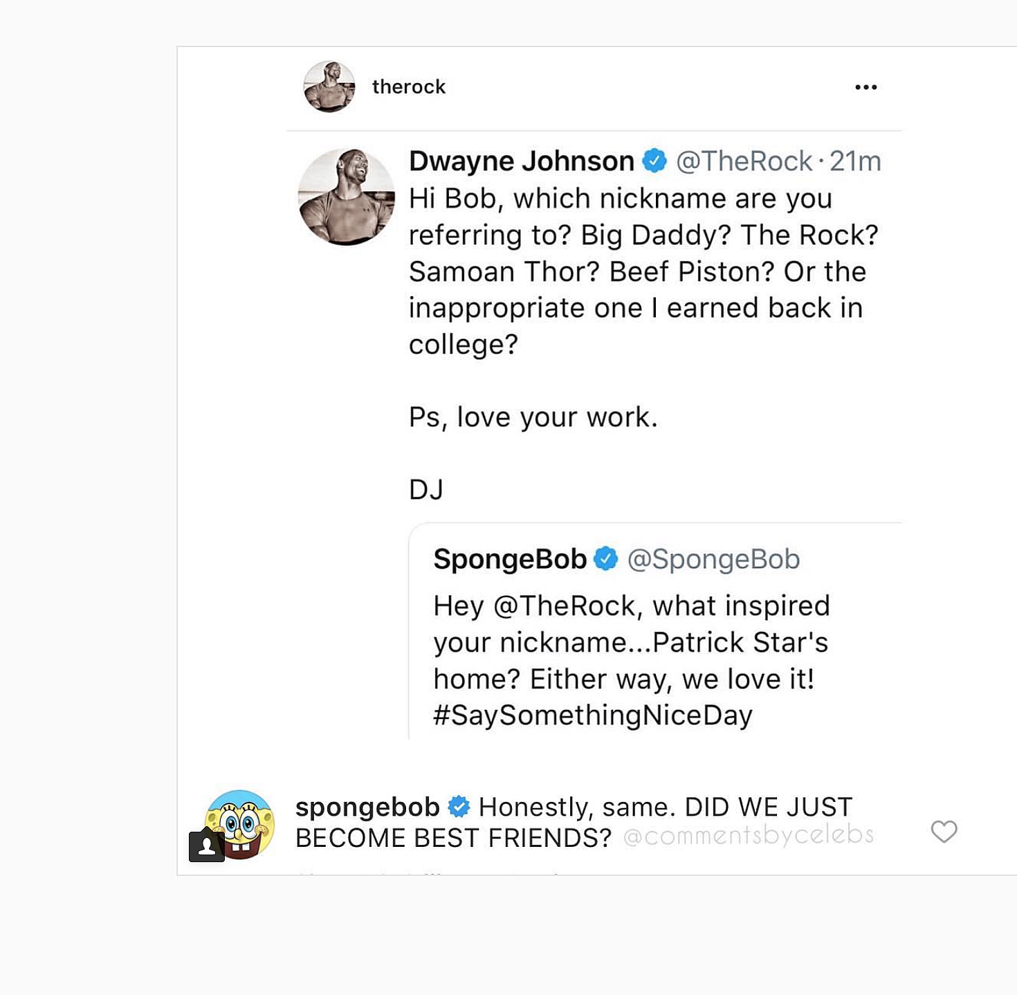 SpongeBob and Dwayne “The Rock” Johnson