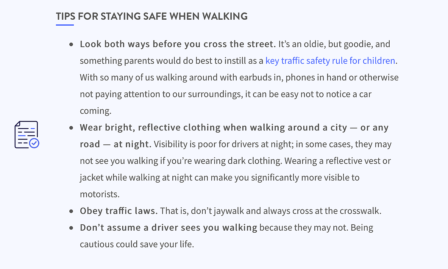 Safety tips infographic.