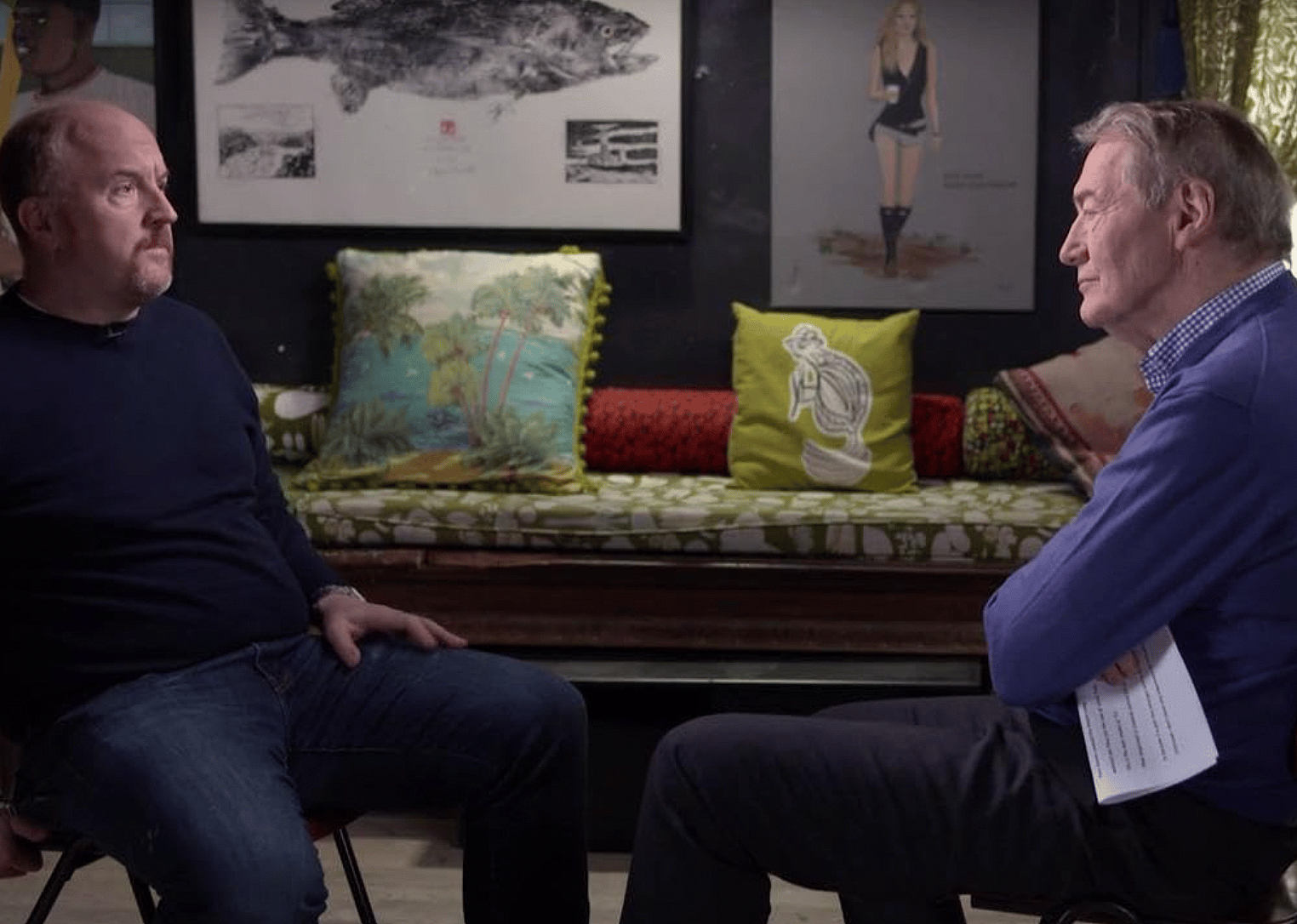 Louis C.K. and Charlie Rose in "Charlie Rose".