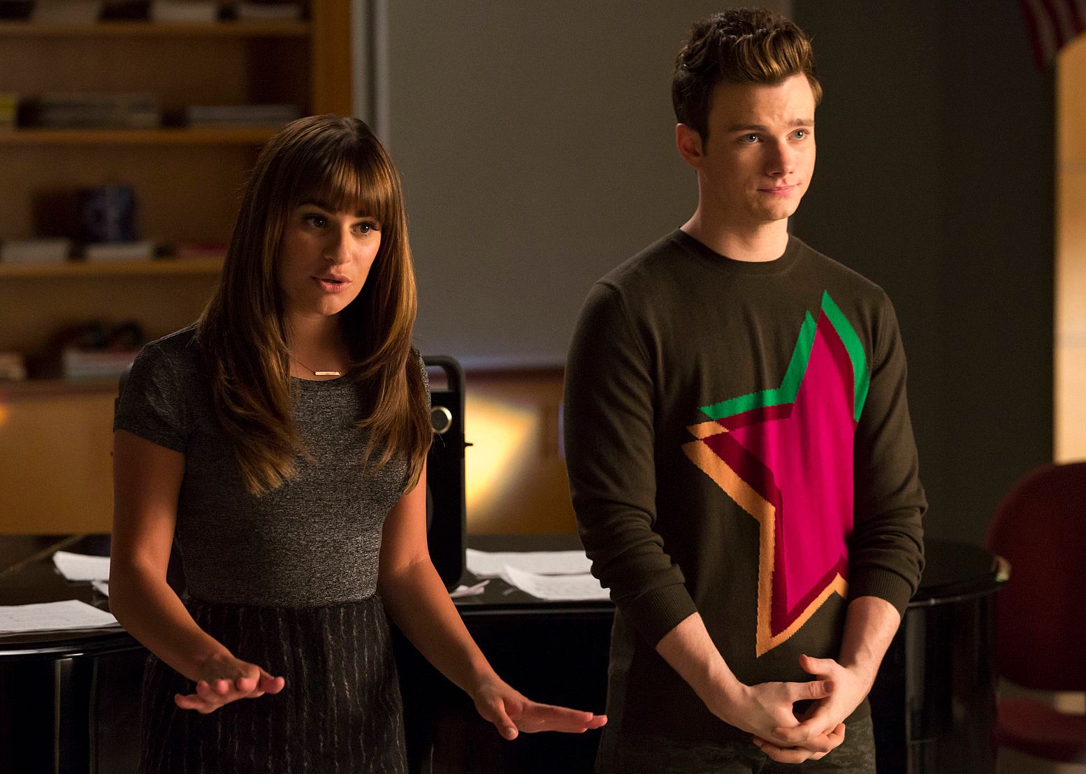Lea Michele and Chris Colfer in "Glee."