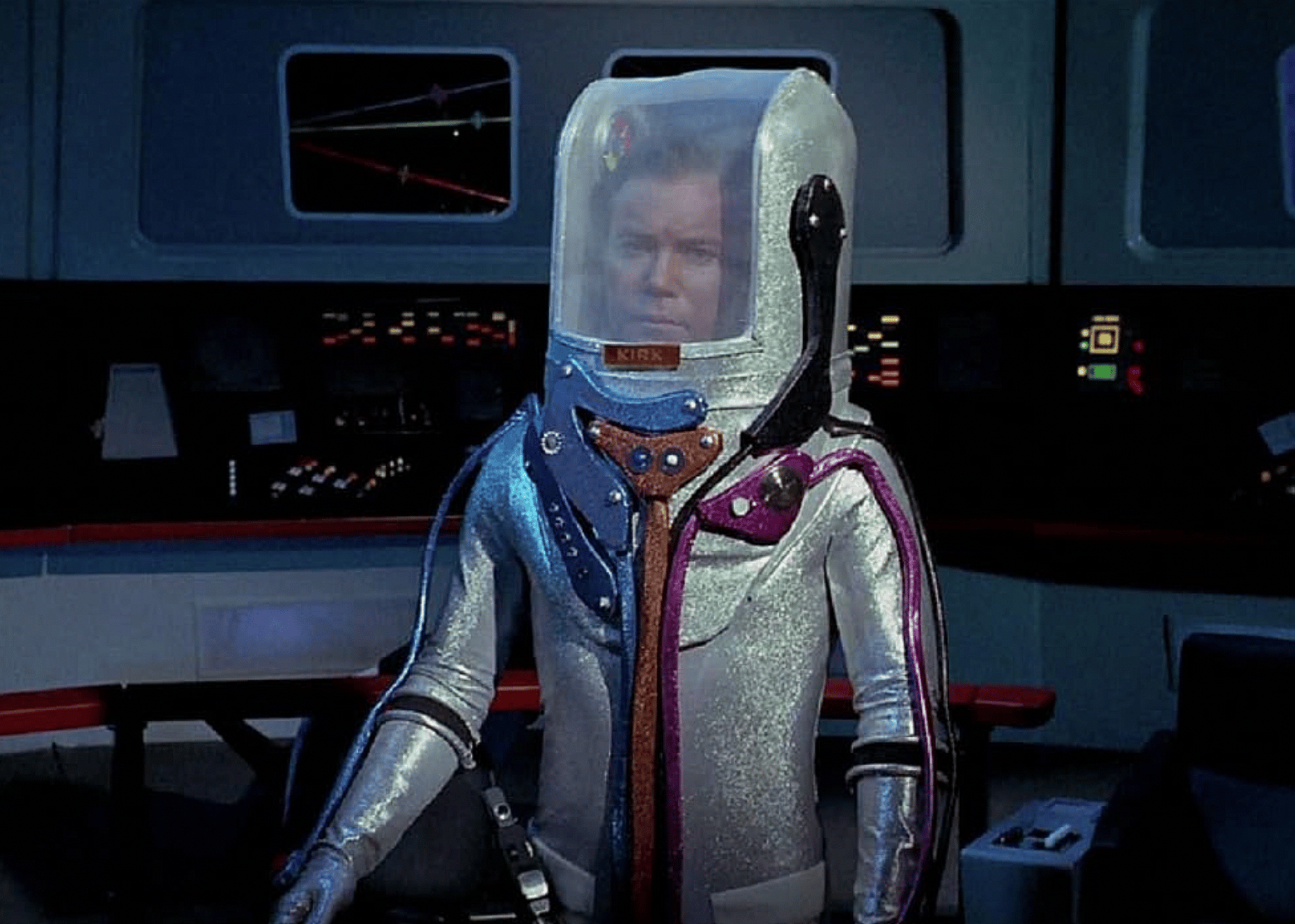 William Shatner in a spacesuit on Star Trek.