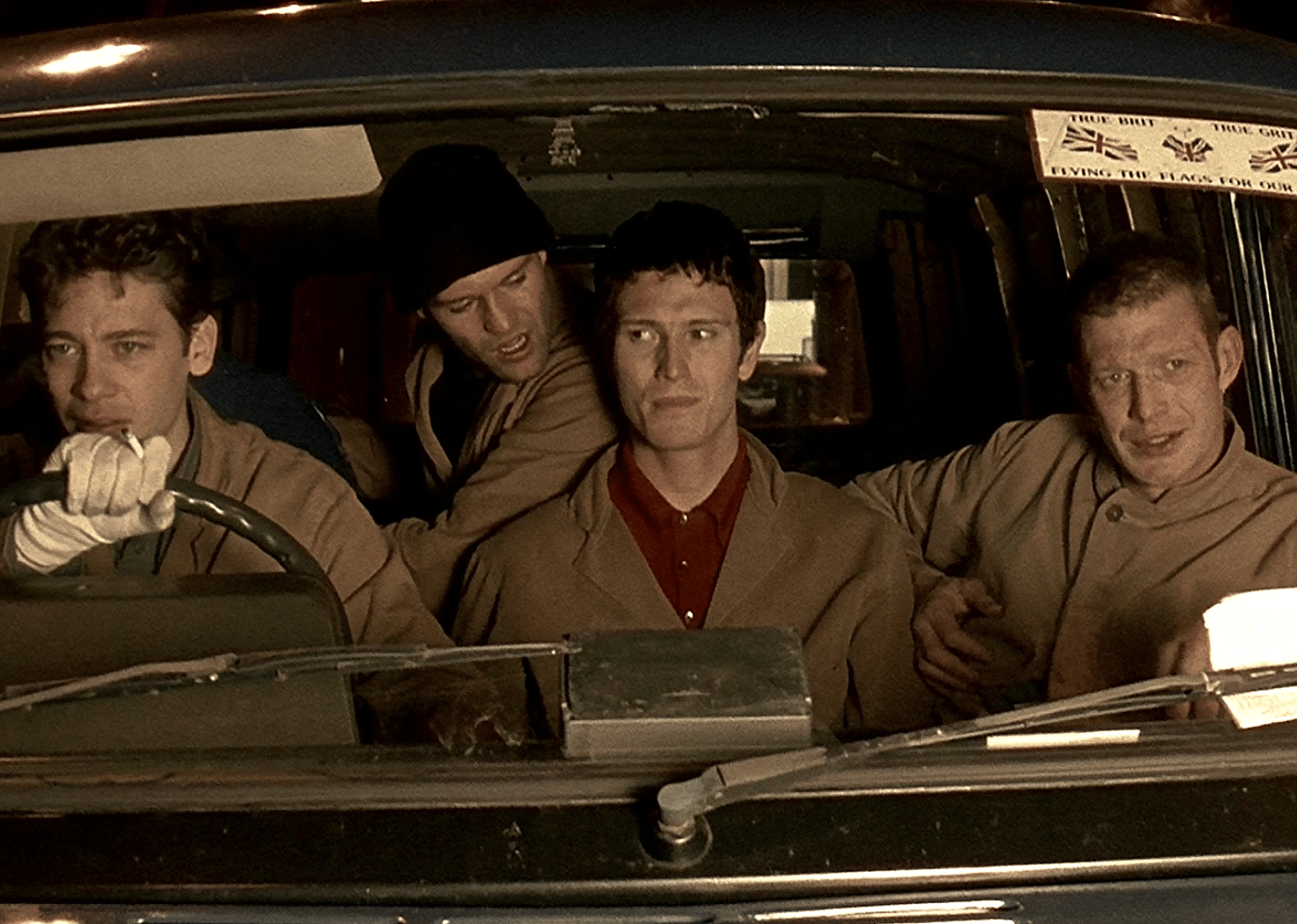 A car scene from "Lock, Stock and Two Smoking Barrels"