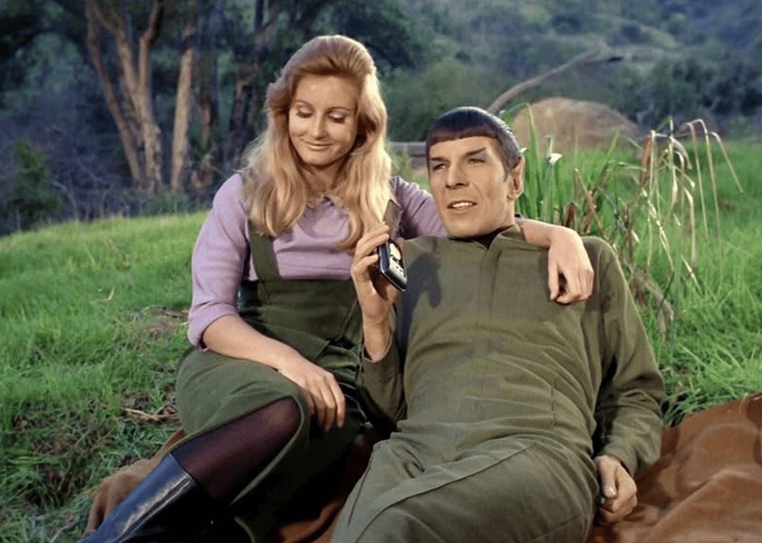 Leonard Nimoy and Jill Ireland in Star Trek.
