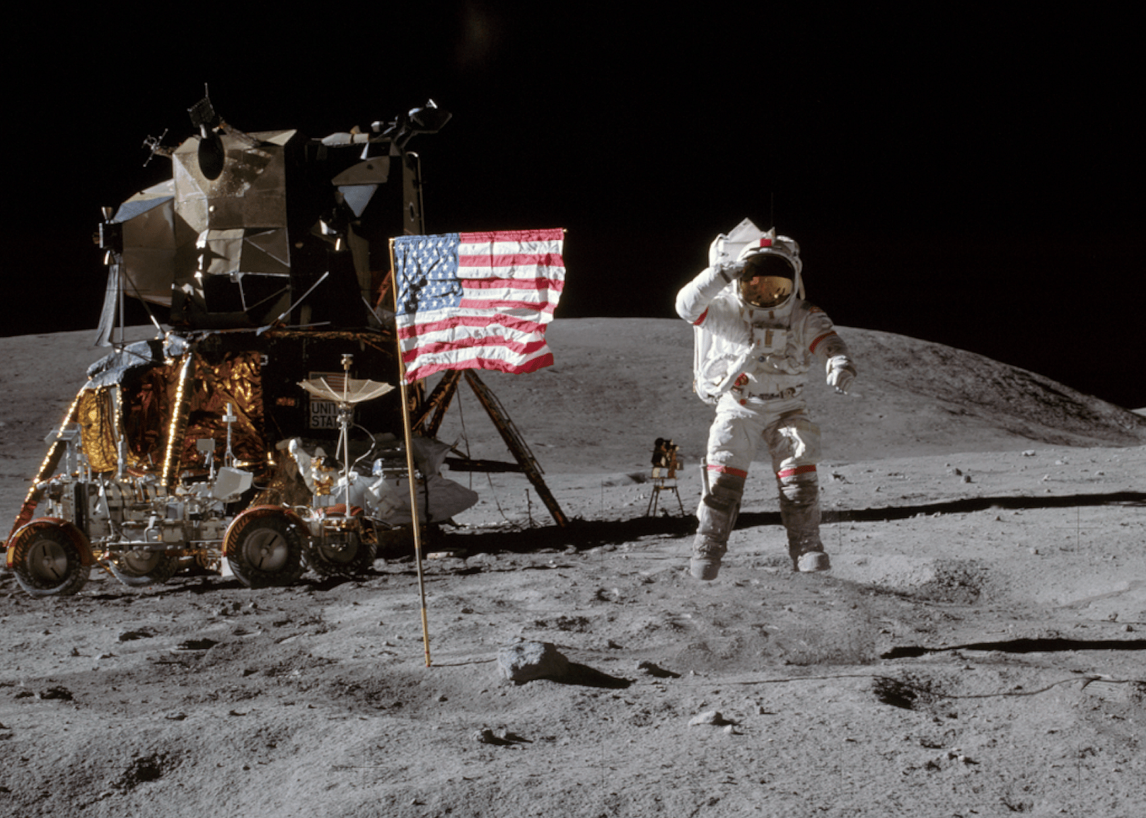 John Young on the moon