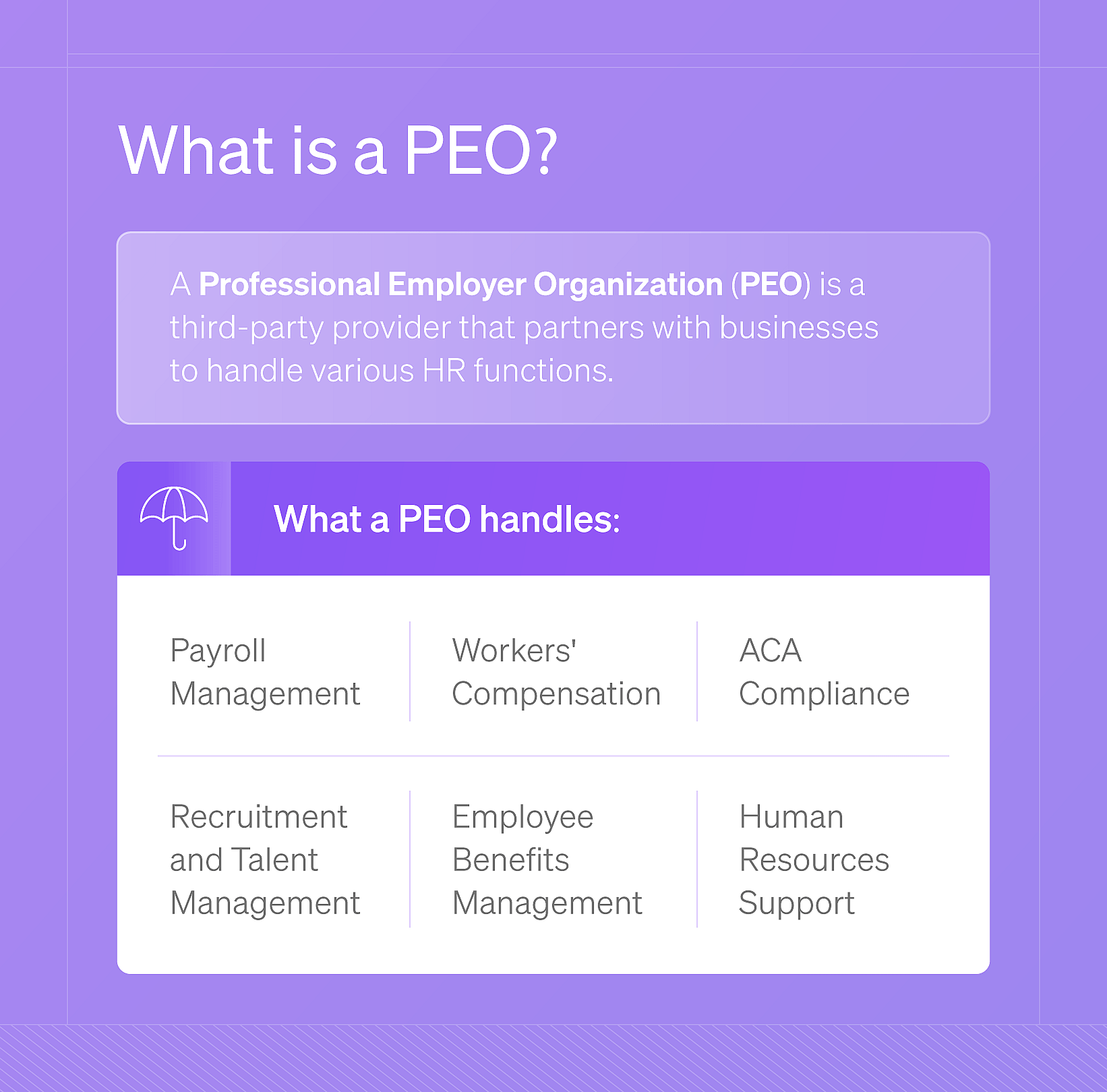 Infographic explaining what is a PEO.