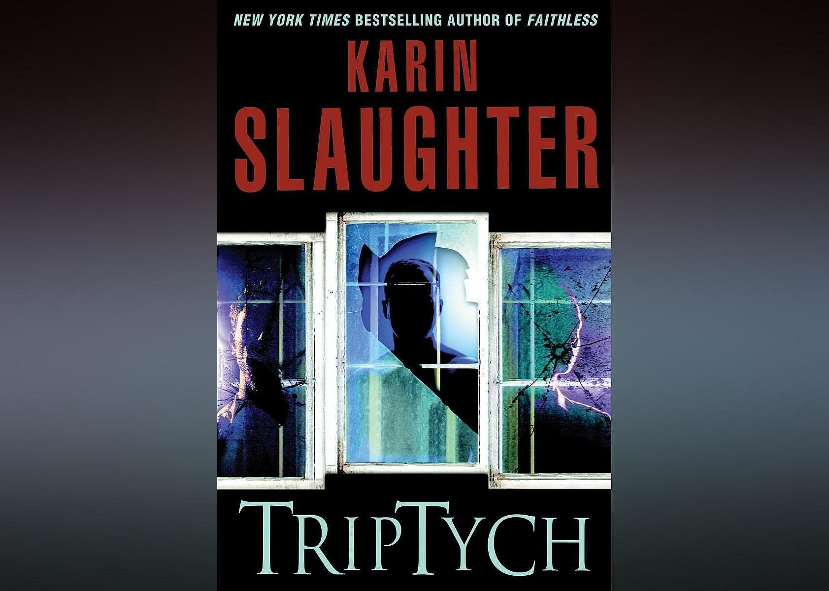 The cover features three broken windows. Behind each is a shadow-casted person. 