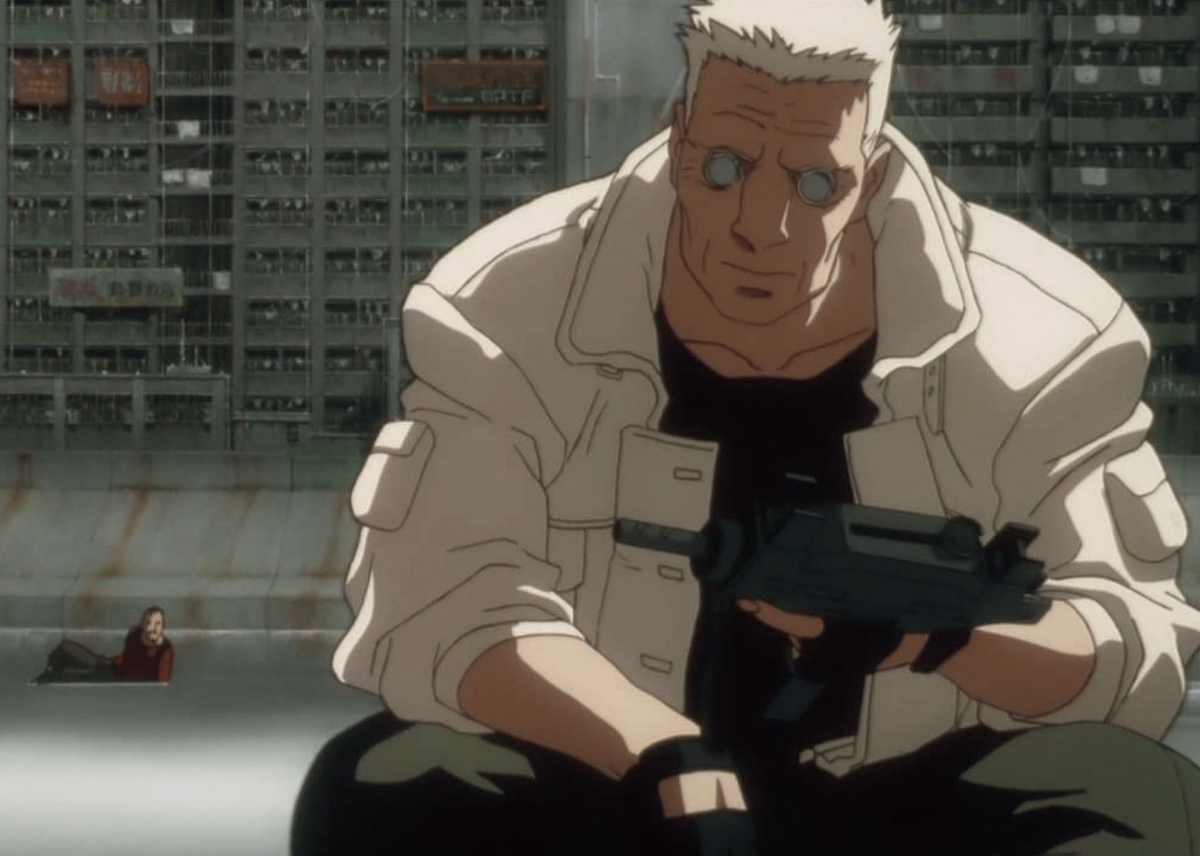 A screengrab of a scene from "Ghost in the Shell 2.0"