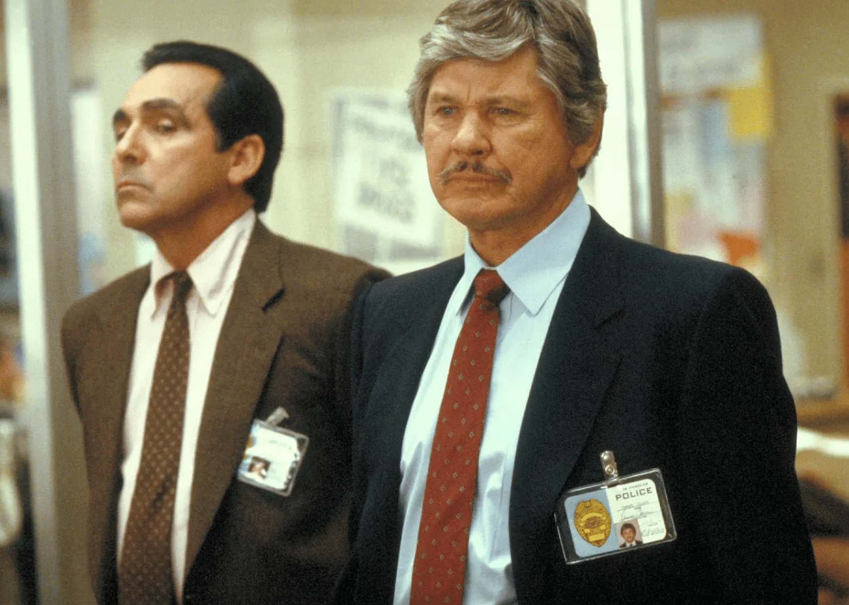 Charles Bronson and Perry Lopez in "Kinjite: Forbidden Subjects"
