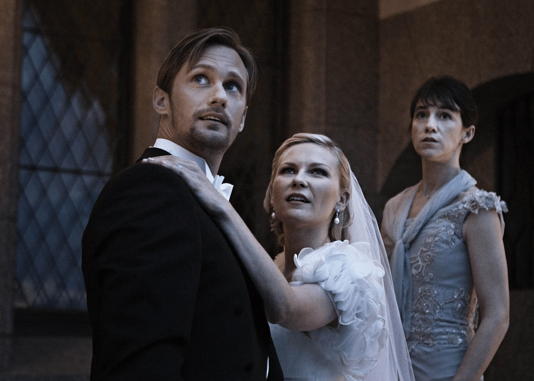 Kirsten Dunst, Charlotte Gainsbourg, and Alexander Skarsgård in "Melancholia".
