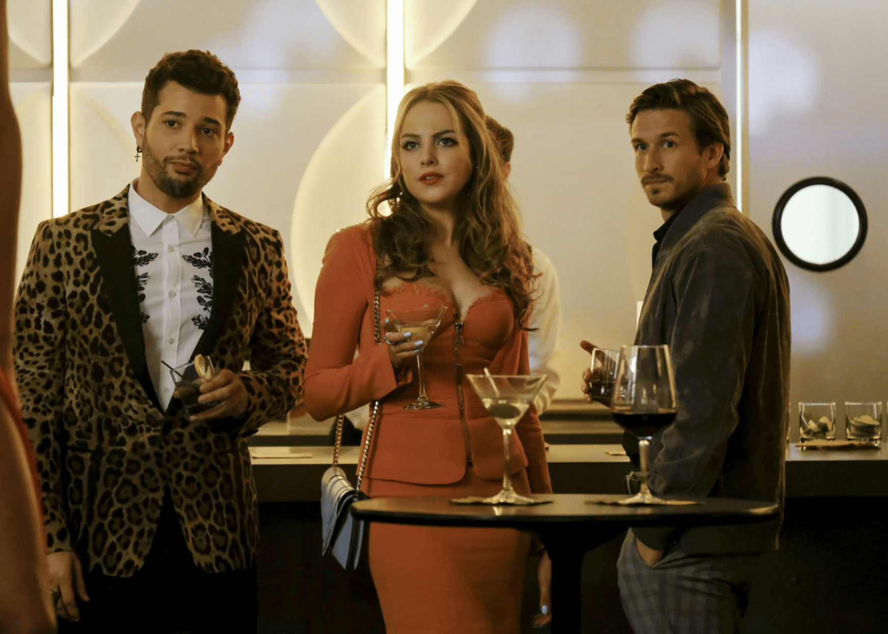 Elizabeth Gillies, Adam Huber, and Rafael de la Fuente in Dynasty