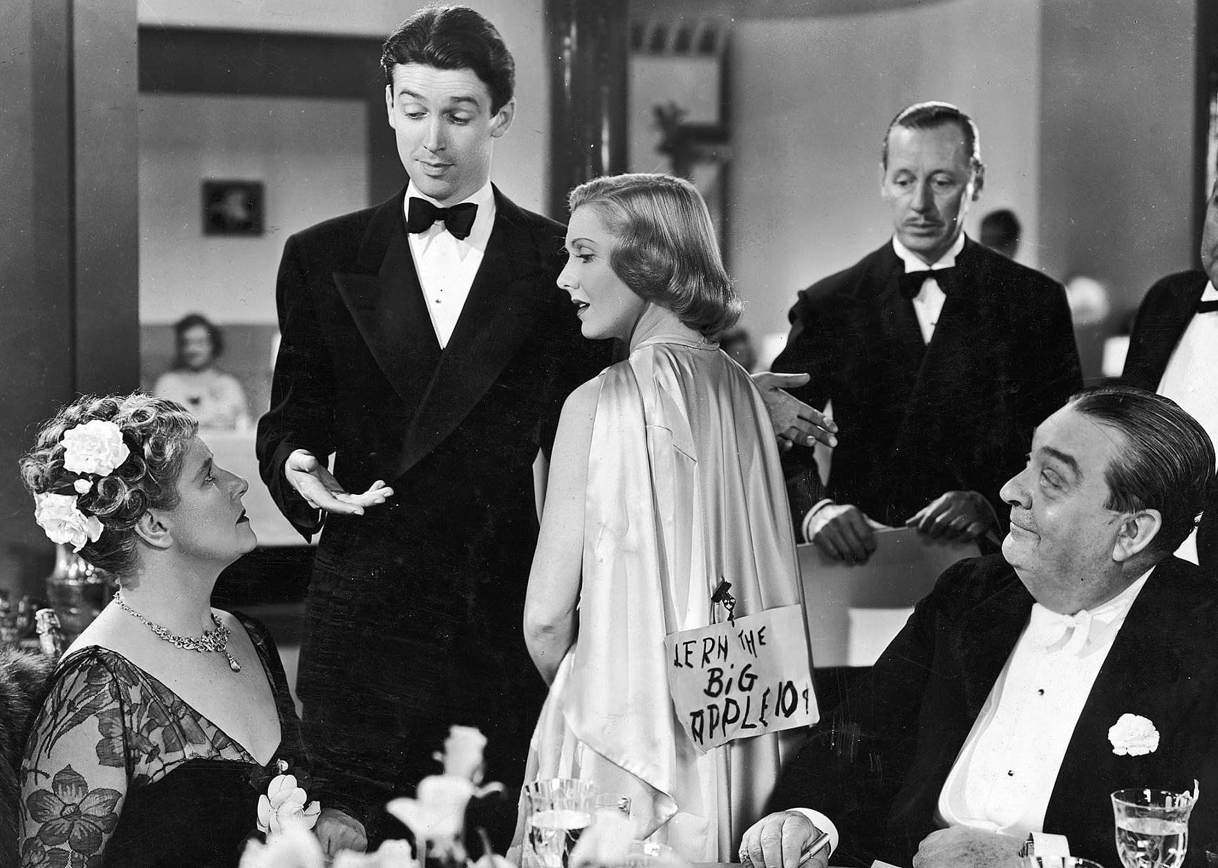 James Stewart, Jean Arthur, Irving Bacon, Mary Forbes, and Robert Greig in "You Can't Take It with You".