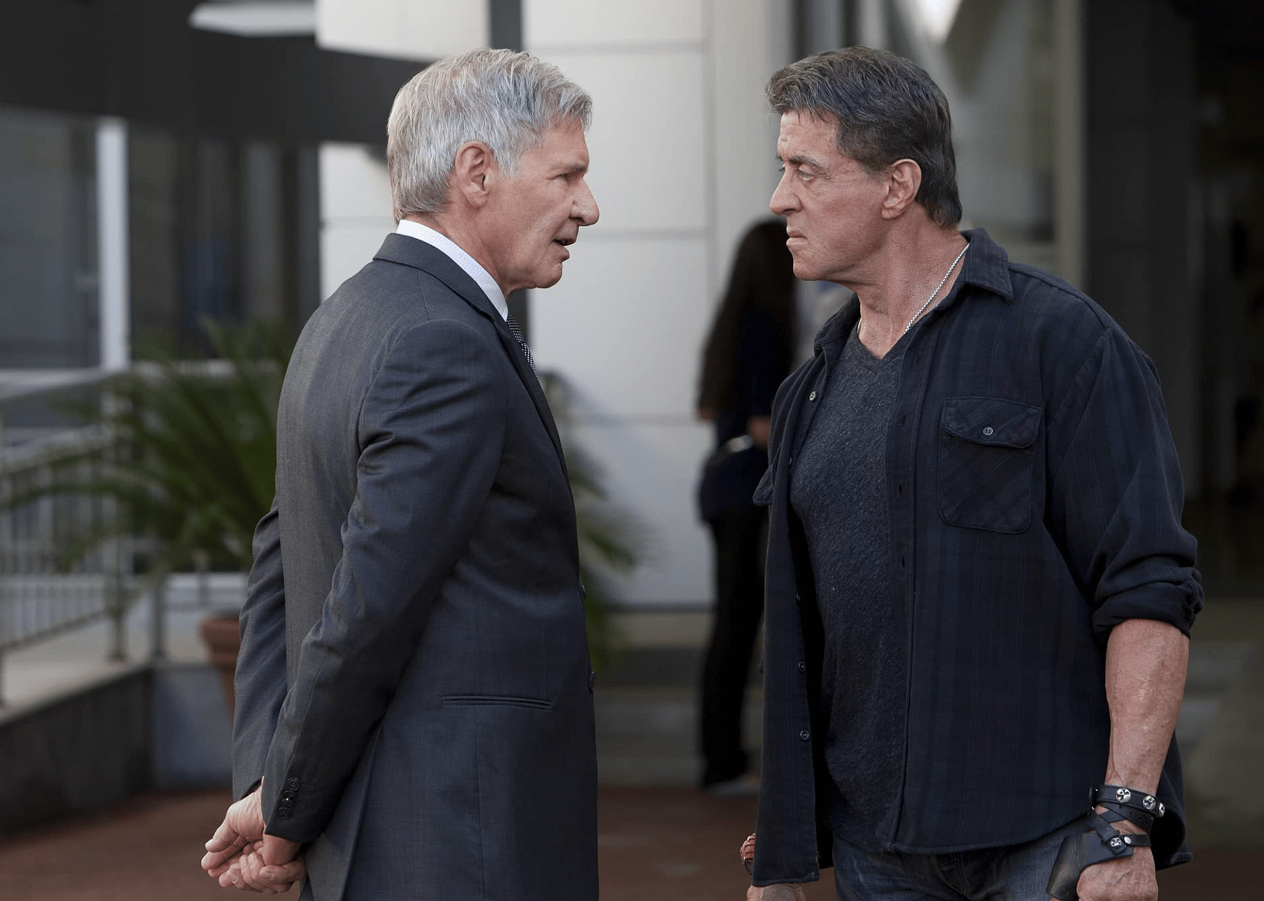 Harrison Ford and Sylvester Stallone in "The Expendables 3".