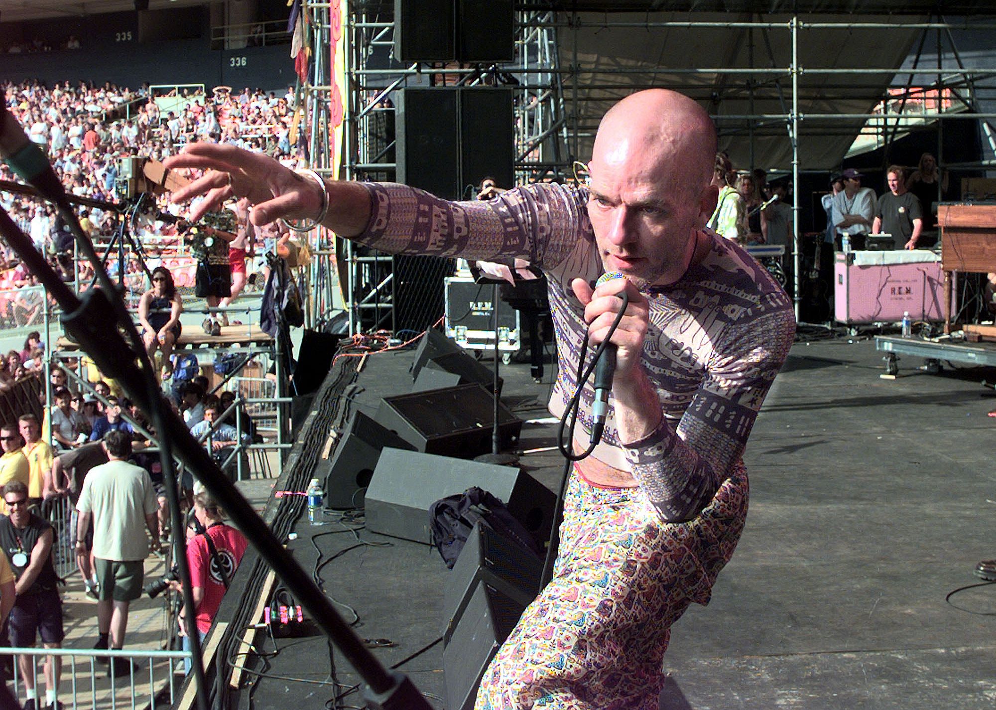 REM singer Michael Stipe performing at the 1998 Tibet Freedom Concert.