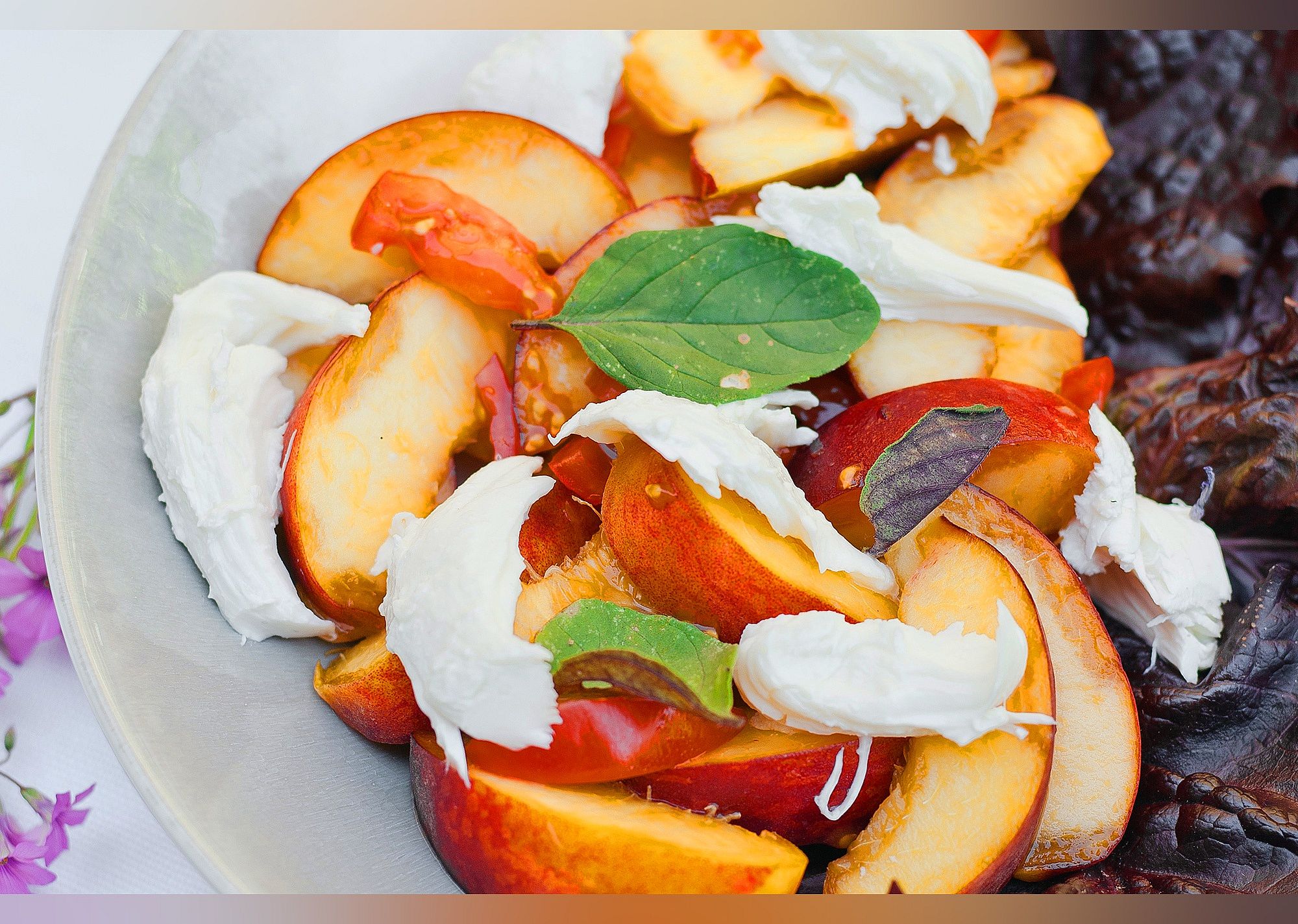 Summer Salad with Burrata, Tomatoes, and Nectarines
