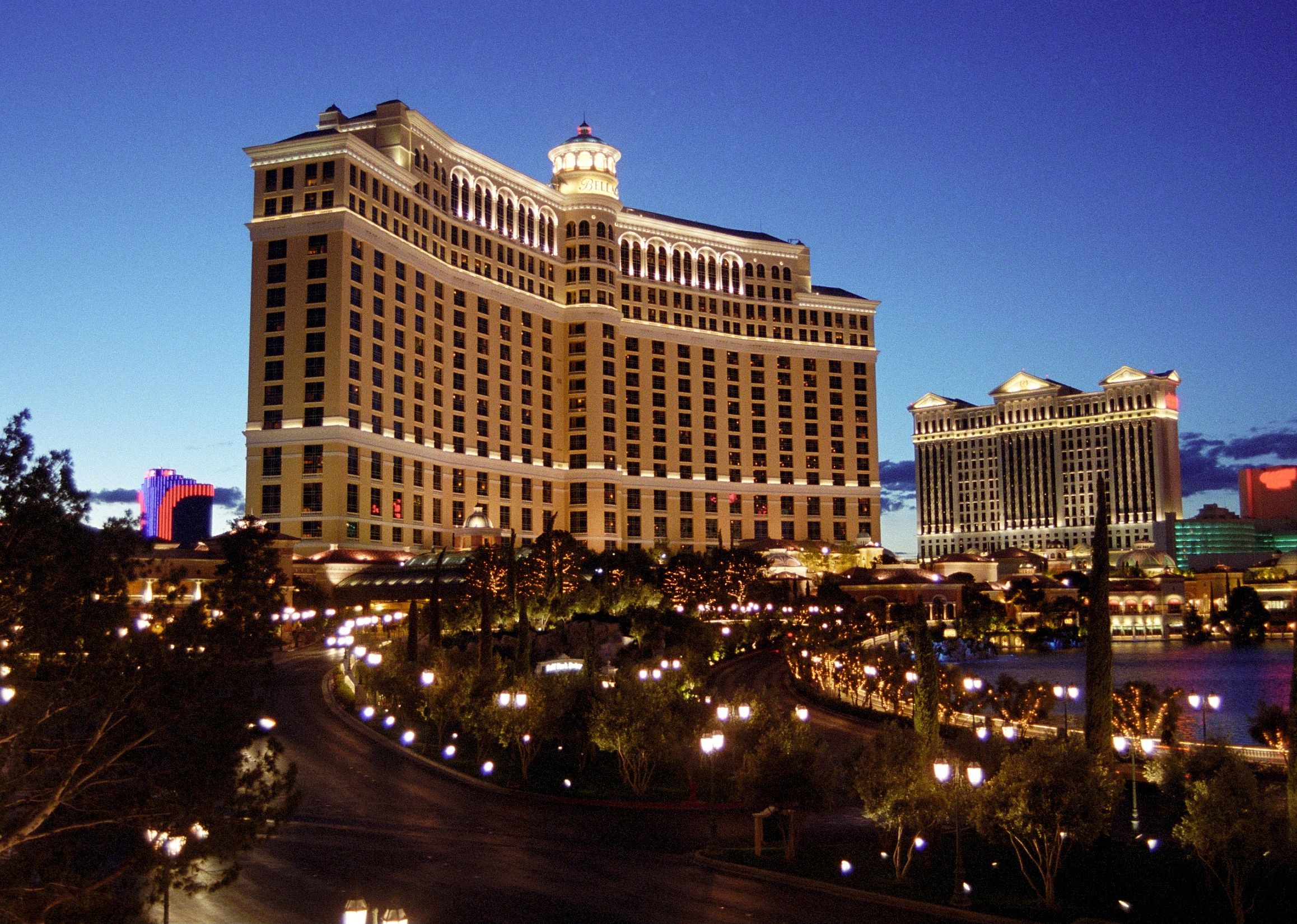 A daytime new of the Bellagio hotel exterior.