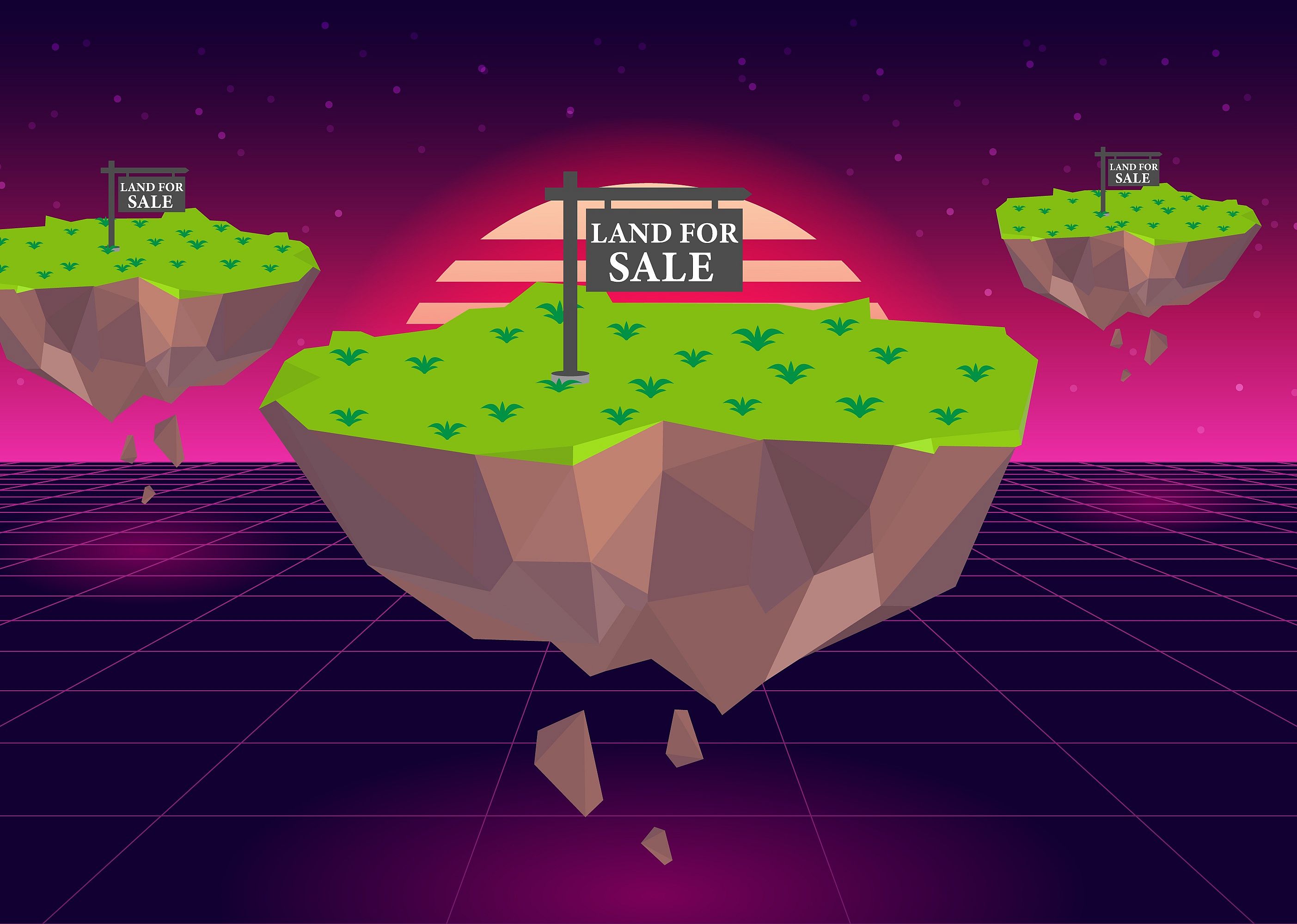 Virtual reality land for sale in metaverse
