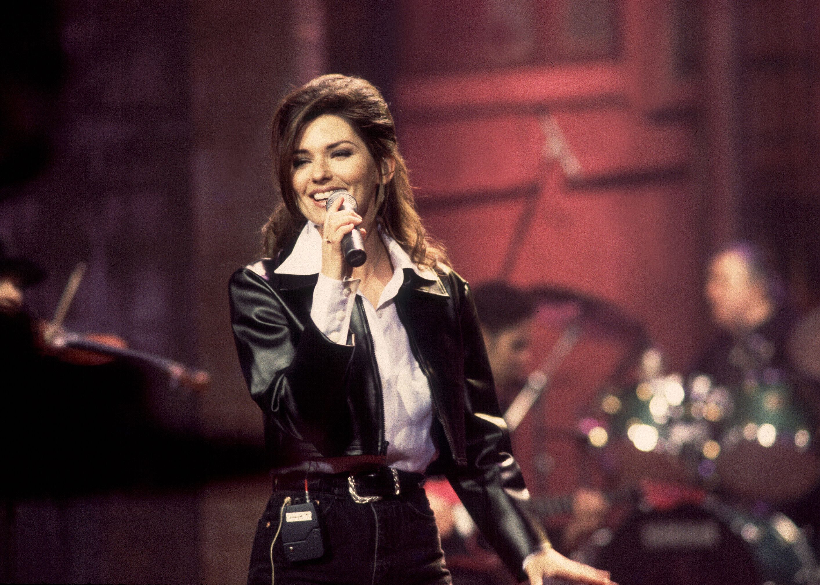 Shania Twain performs onstage during a soundcheck for the David Letterman Show.