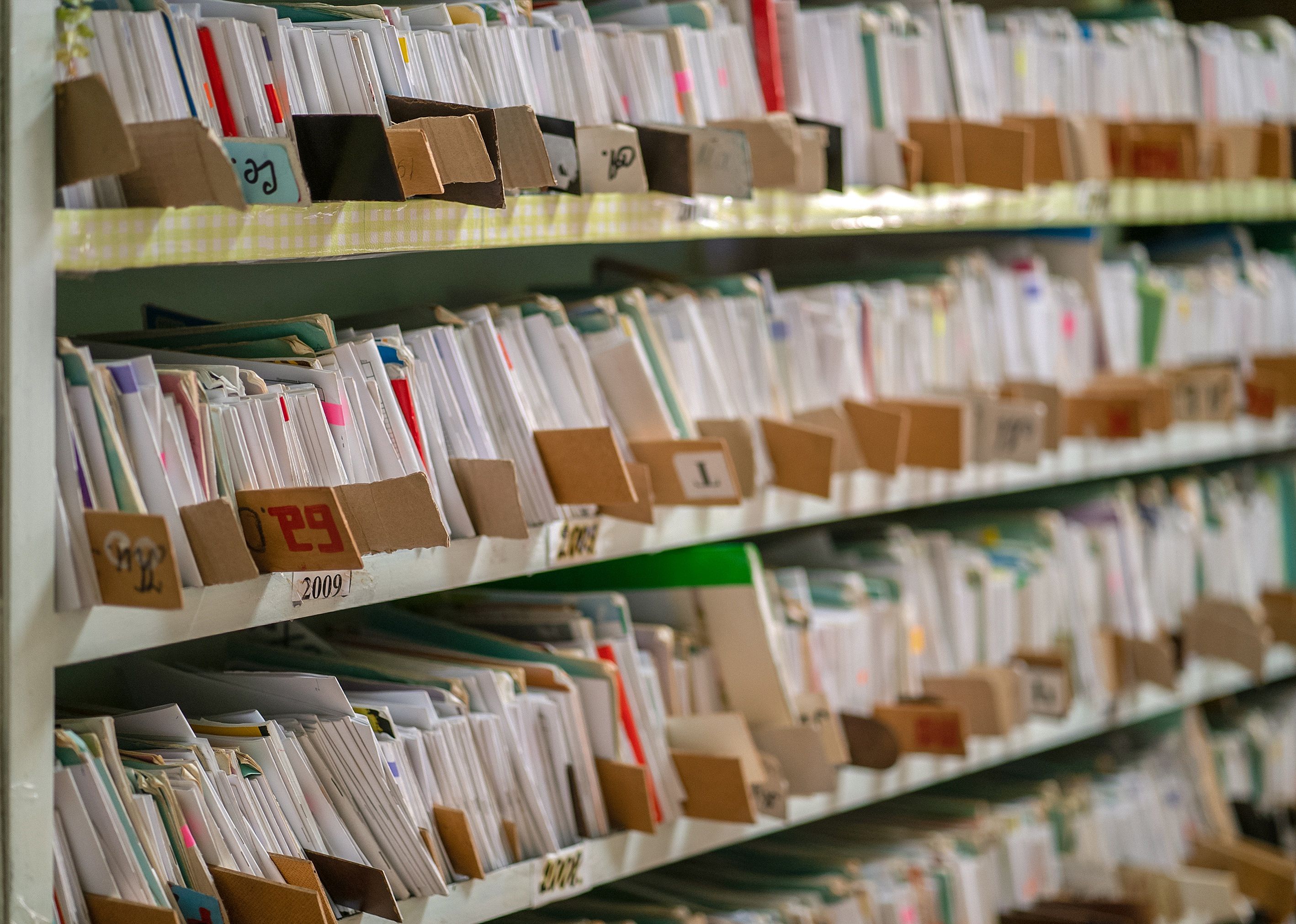 Patient cards in the hospital registry.