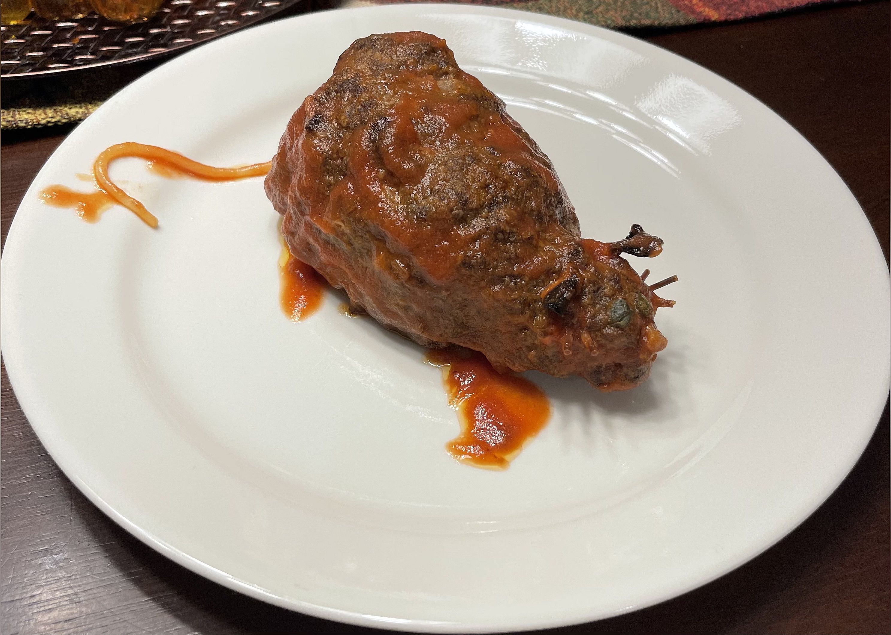 Halloween Baked "Rat" Meatballs