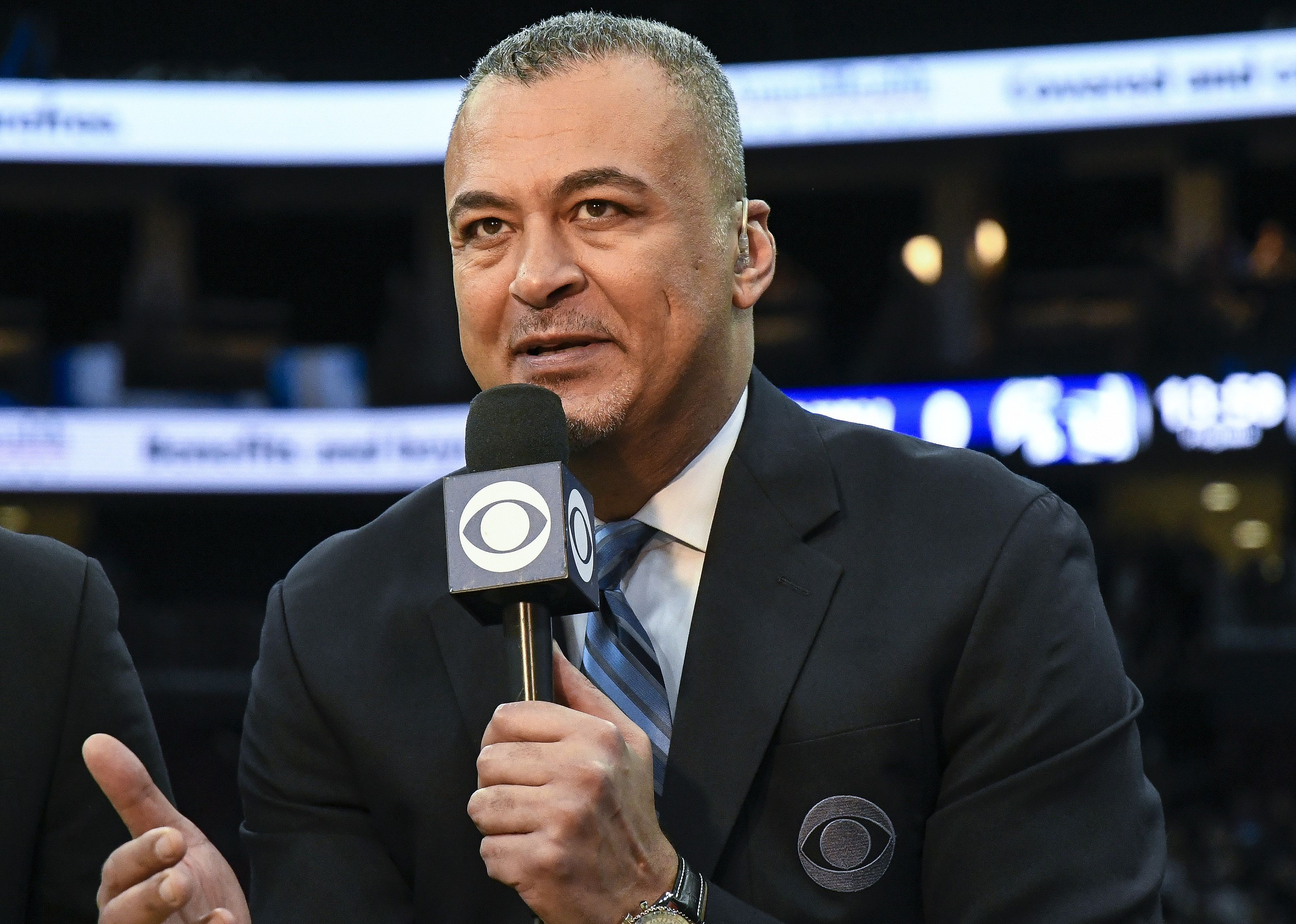 Close up of network analyst Alaa Abdelnaby before a game.