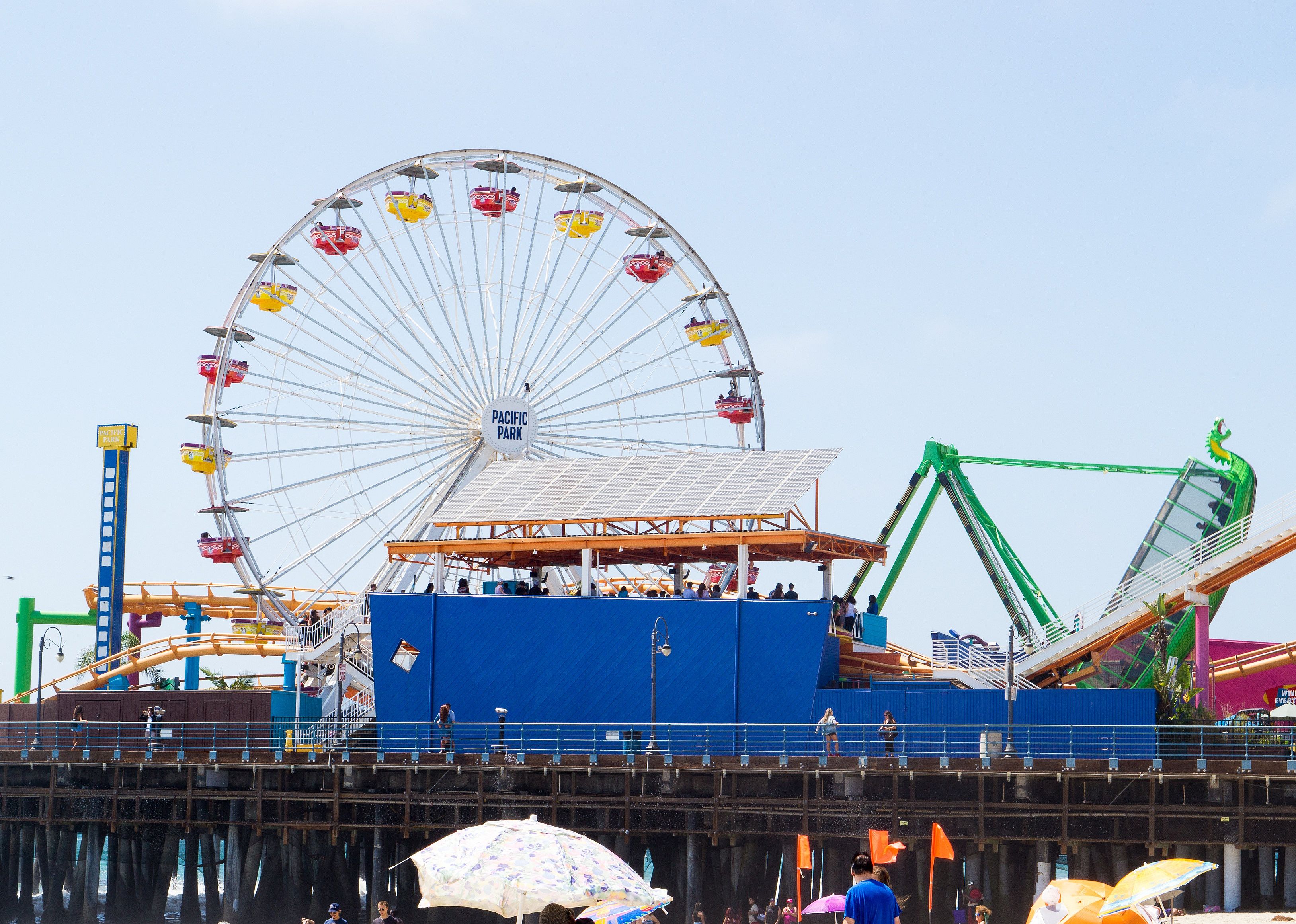 Santa Monica pier with solar panels