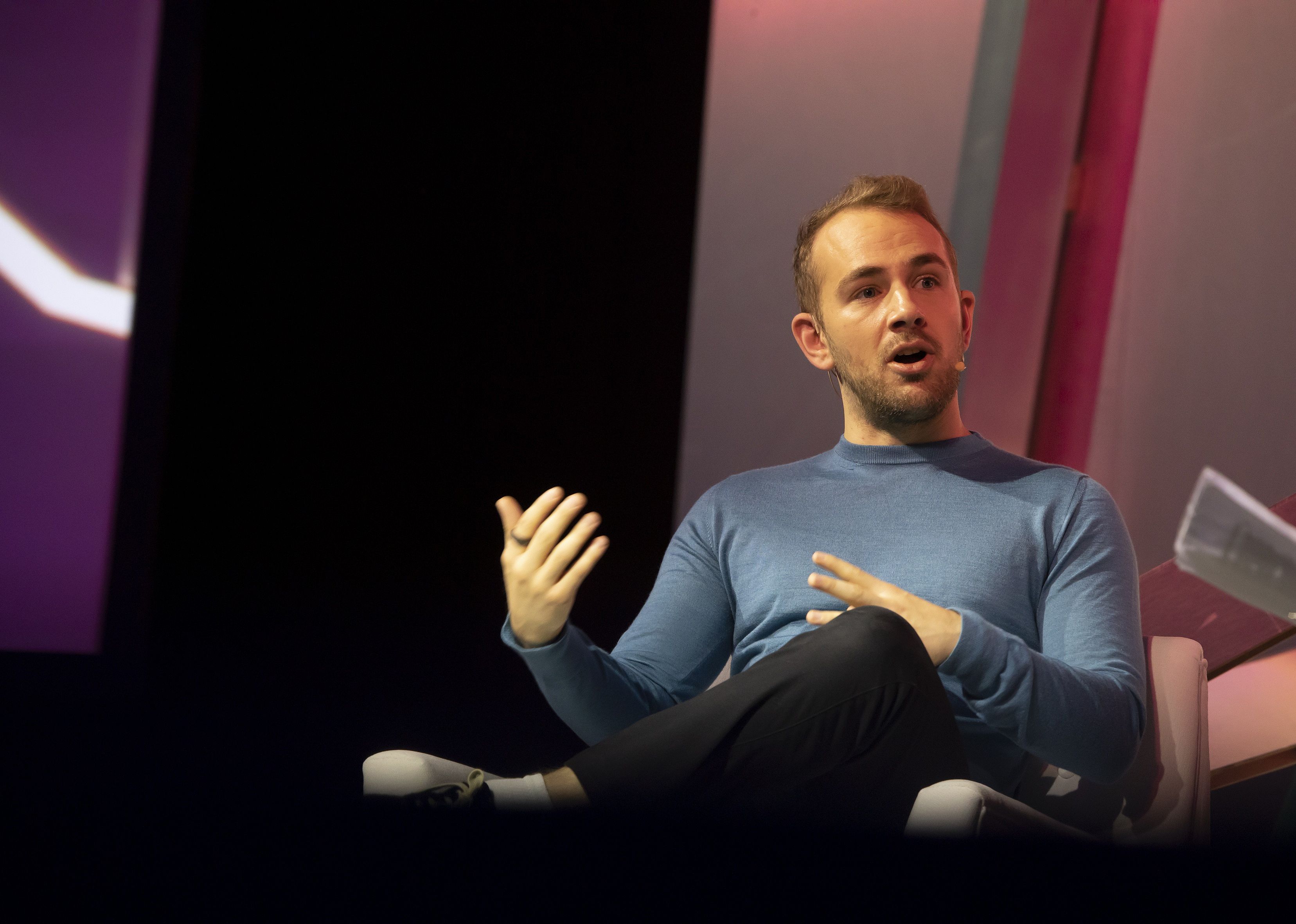 Devin Finzer speaking onstage.