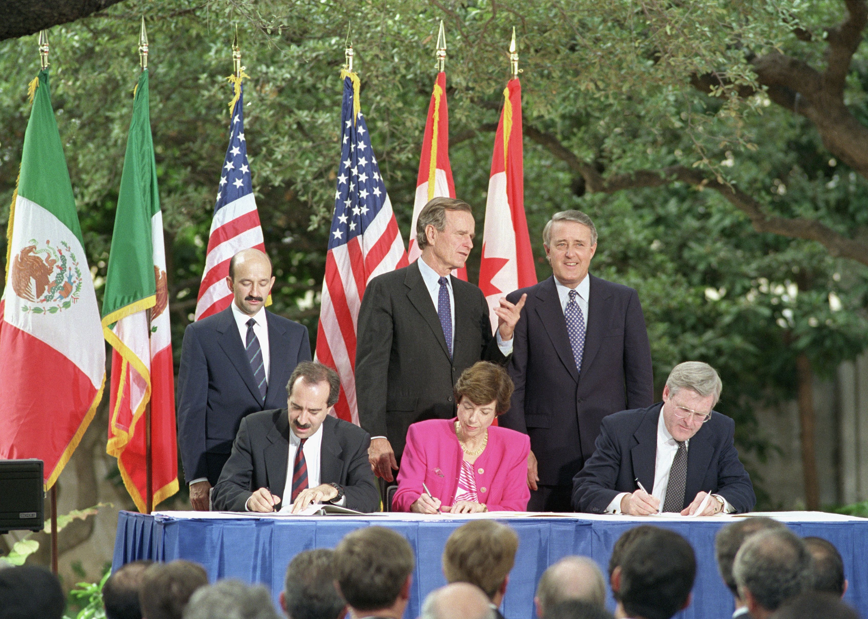 1992: U.S., Canada, and Mexico consider free trade agreement