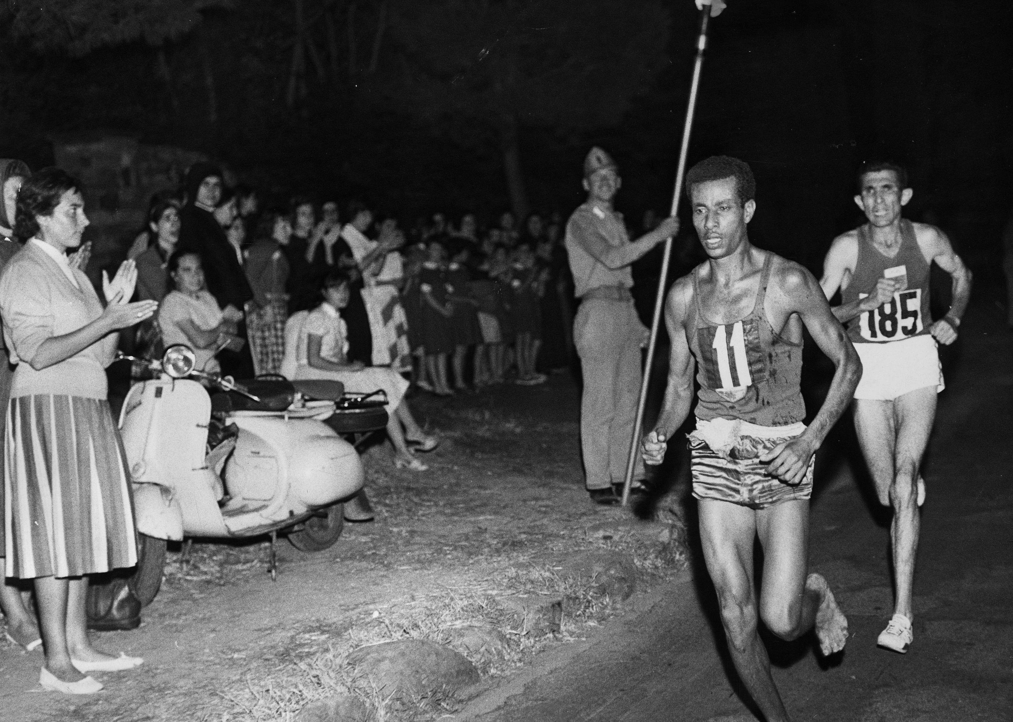 1960: Abebe Bikila wins Olympics marathon barefoot, breaks world record
