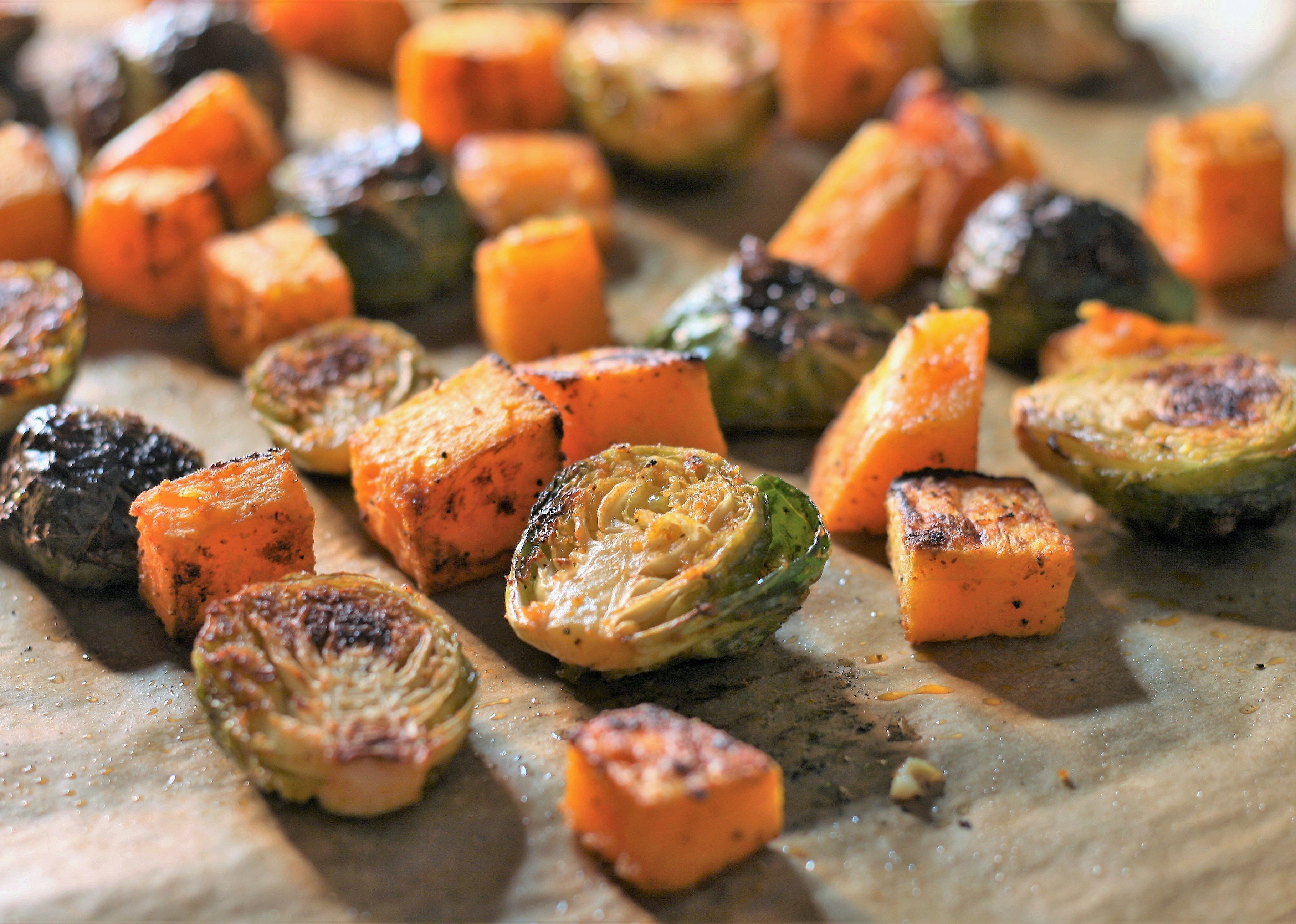 Sheet Pan Vegan Roasted Brussels Sprouts and Butternut Squash