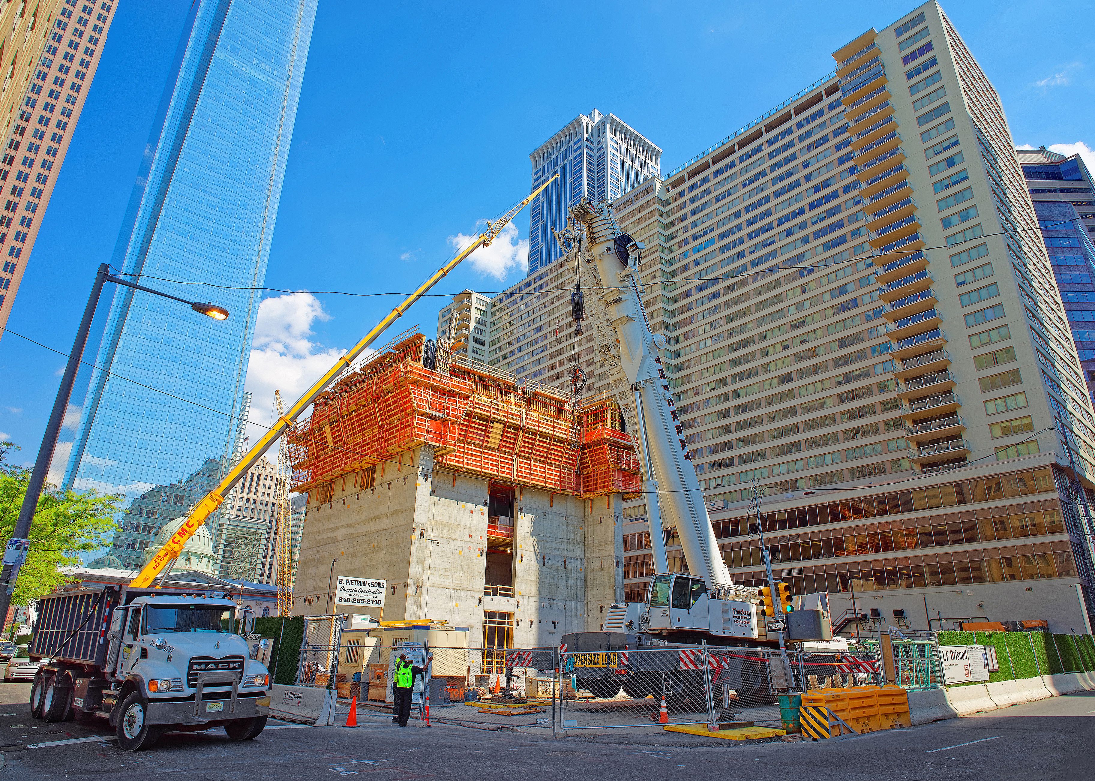 Construction in the City Center in Philadelphia.