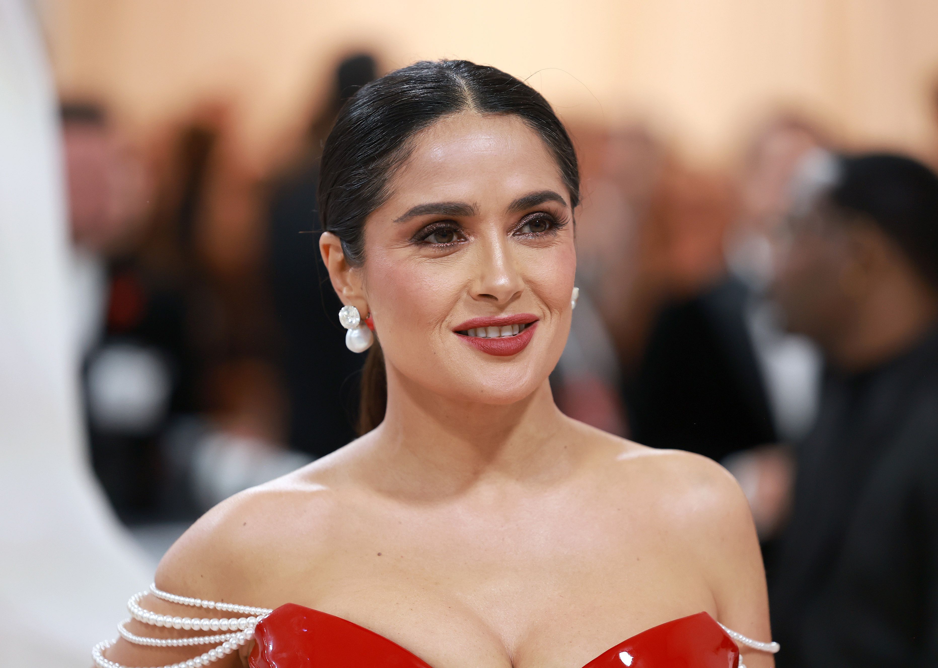 Salma Hayek attends The 2023 Met Gala Celebrating "Karl Lagerfeld: A Line Of Beauty".