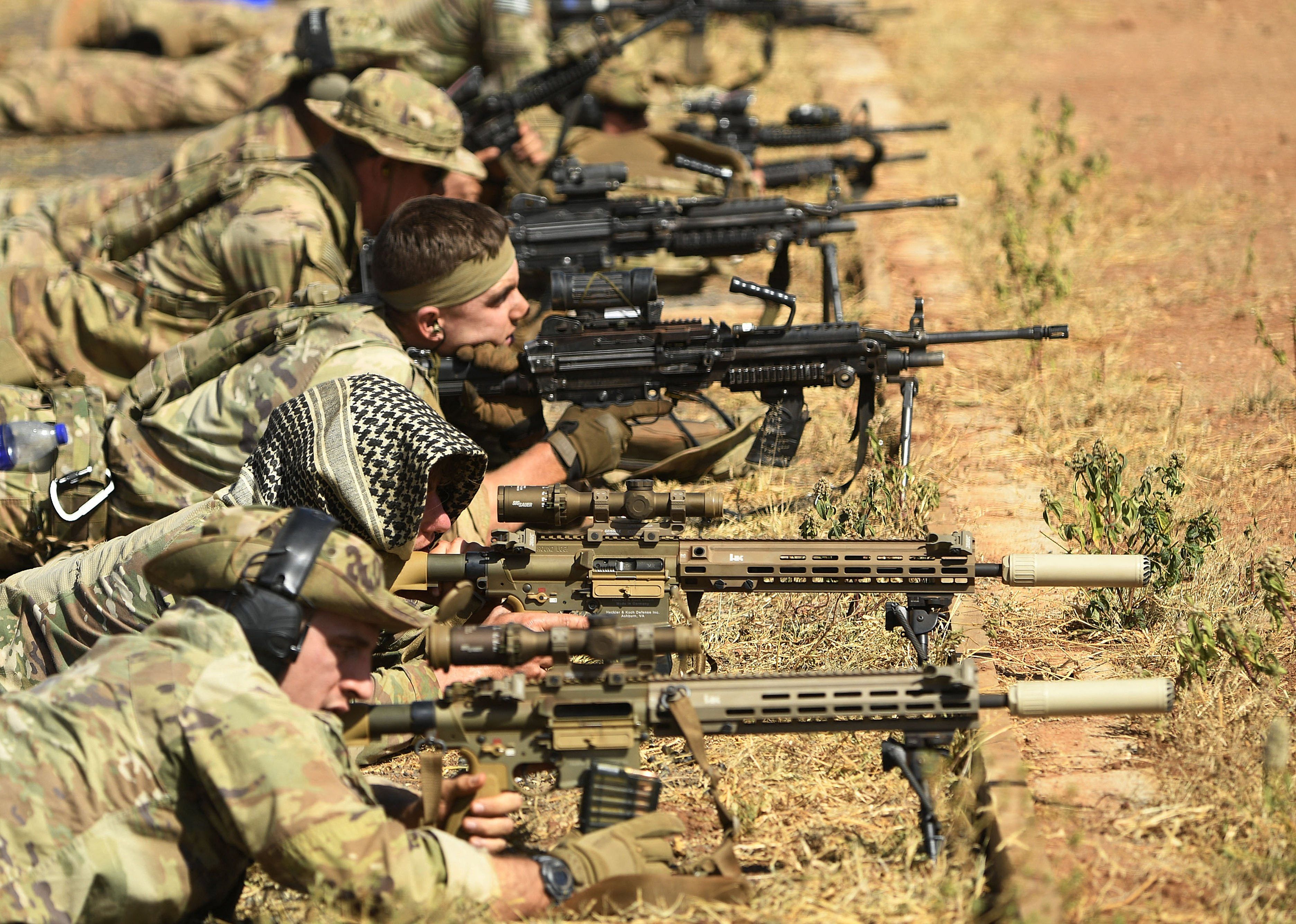US Army soldiers during training at the Kenya school of infantry.