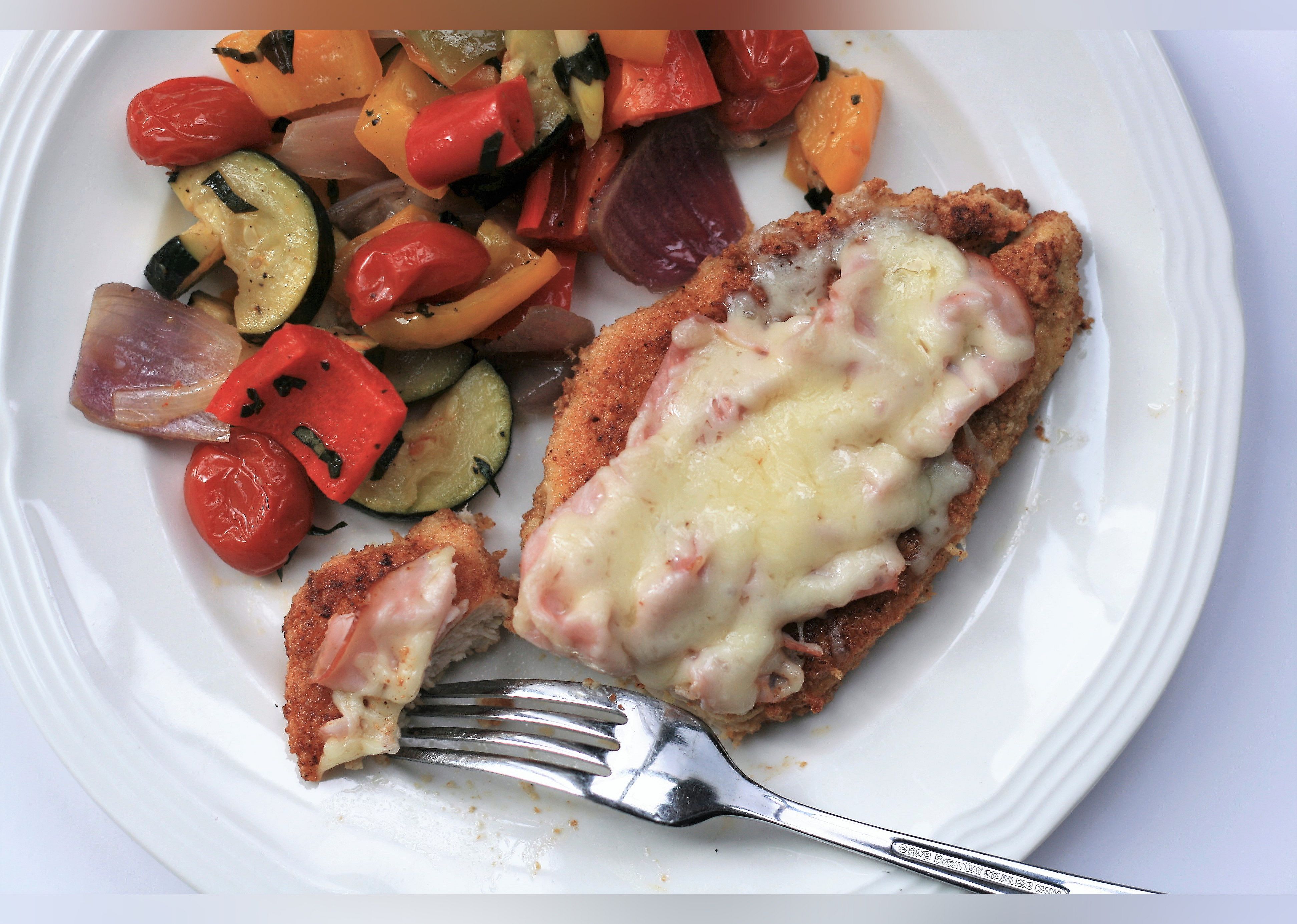 Keto Open-Faced Chicken Cordon Bleu