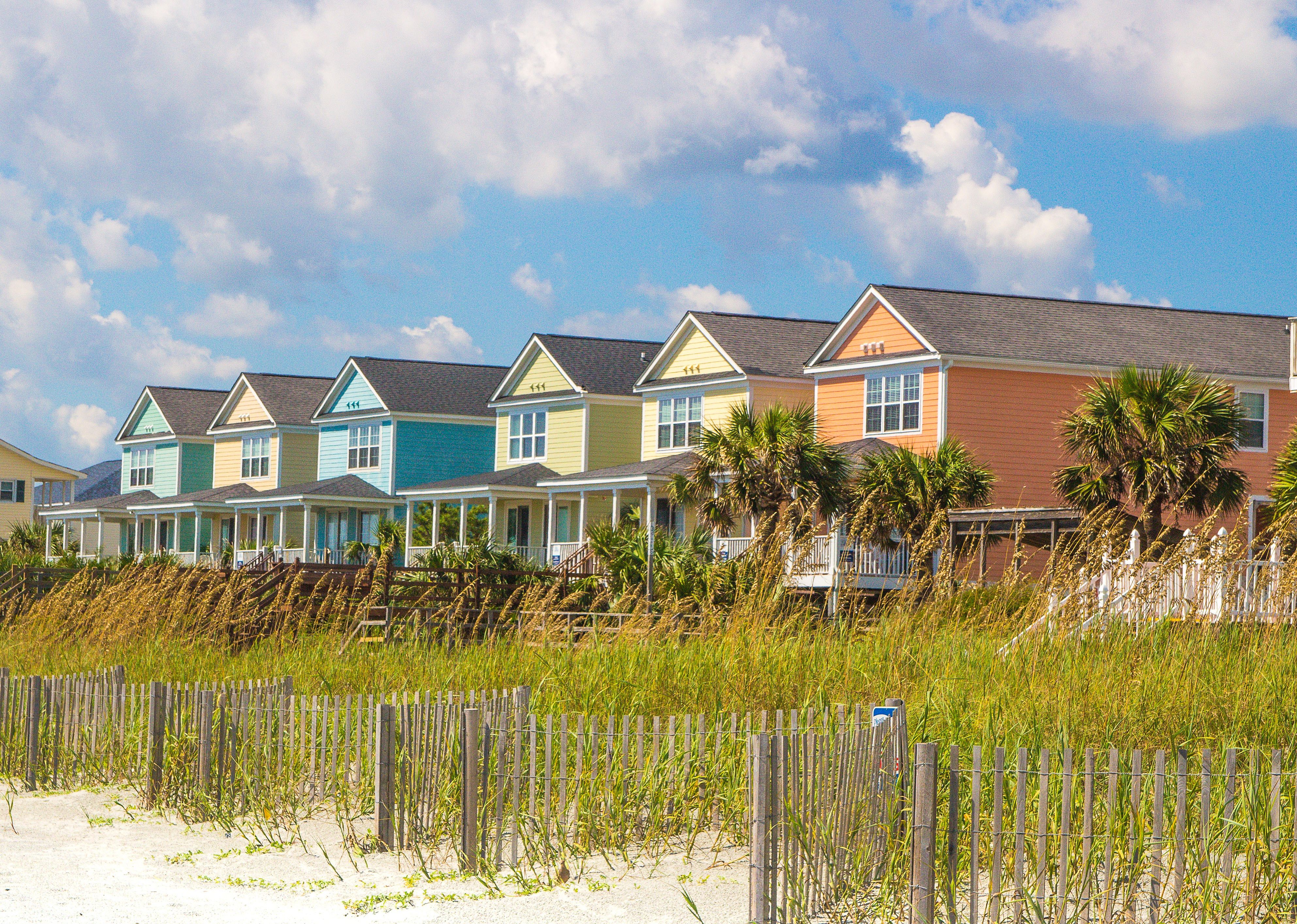 Colorful beach houses in Surfside Beach.