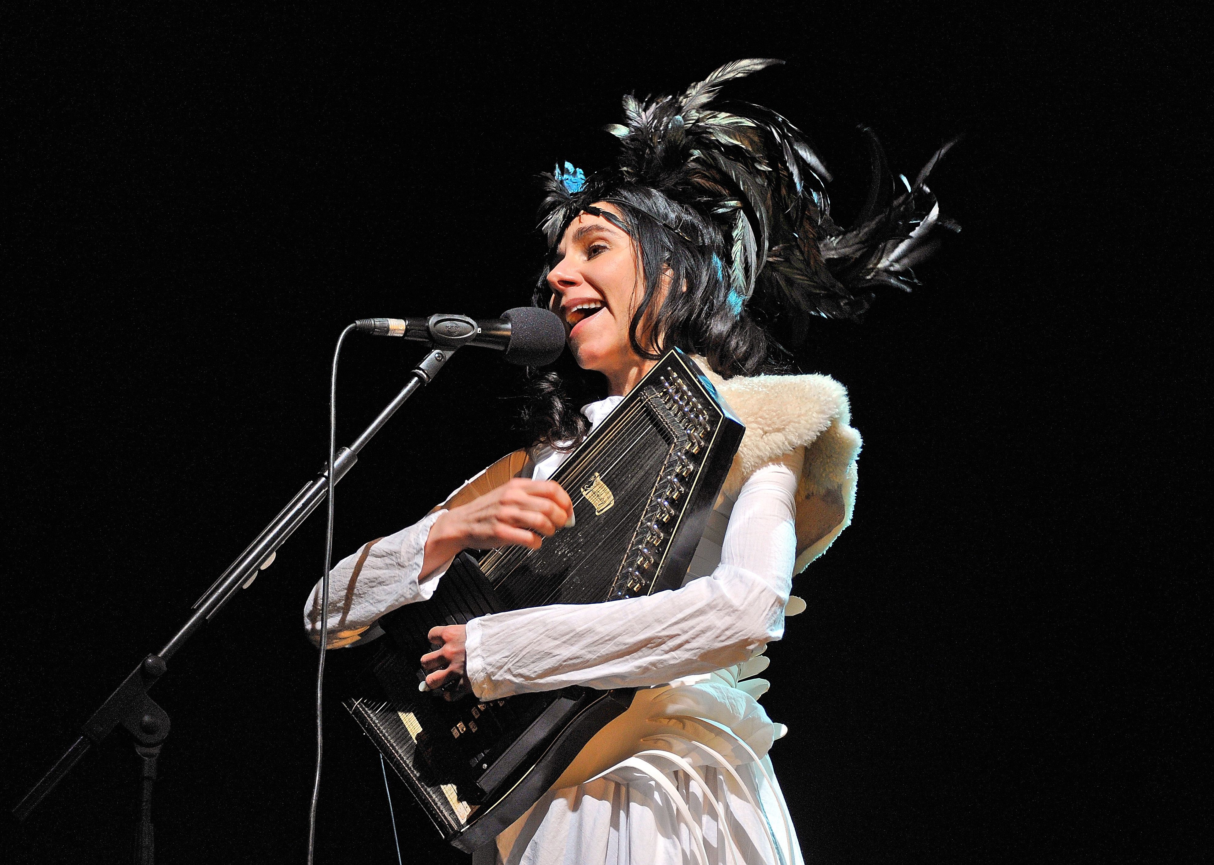 PJ Harvey playing an autoharp