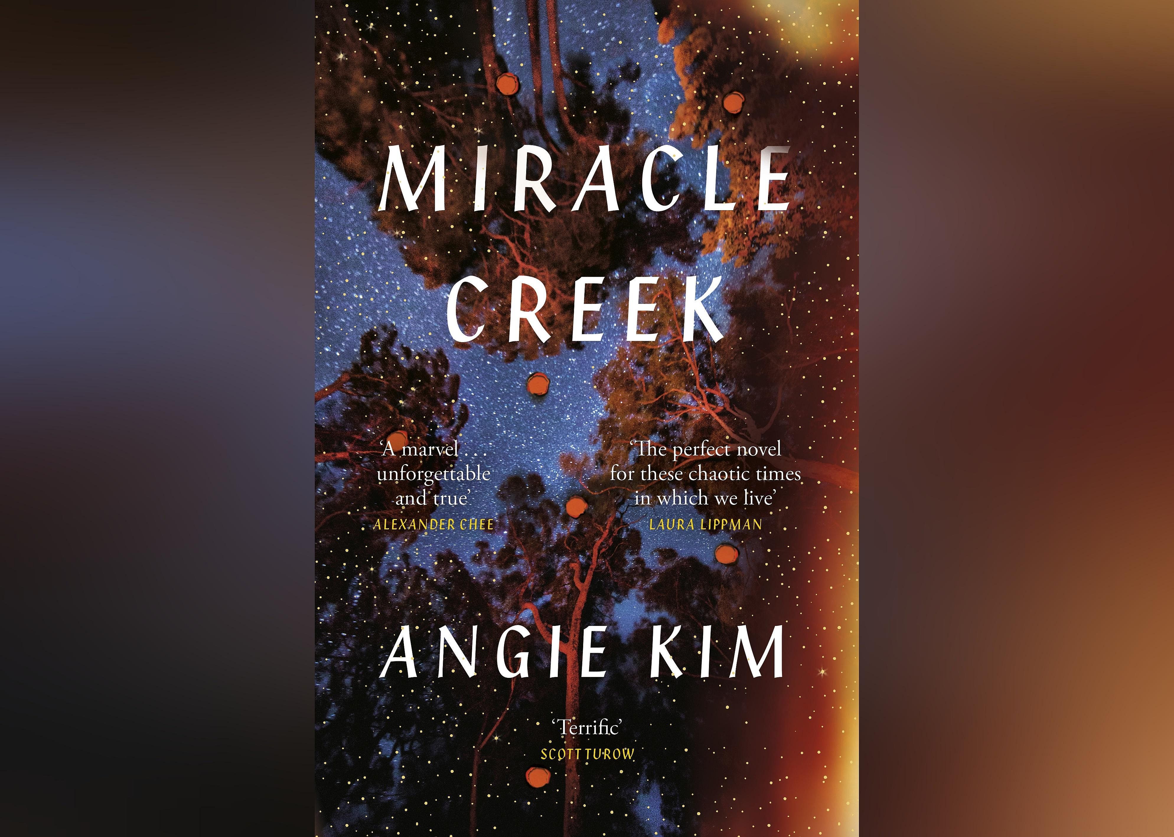 The illustrated cover shows a view of the trees and a scary sky from the ground, with a fire-like glow coming from the right side of the page. 