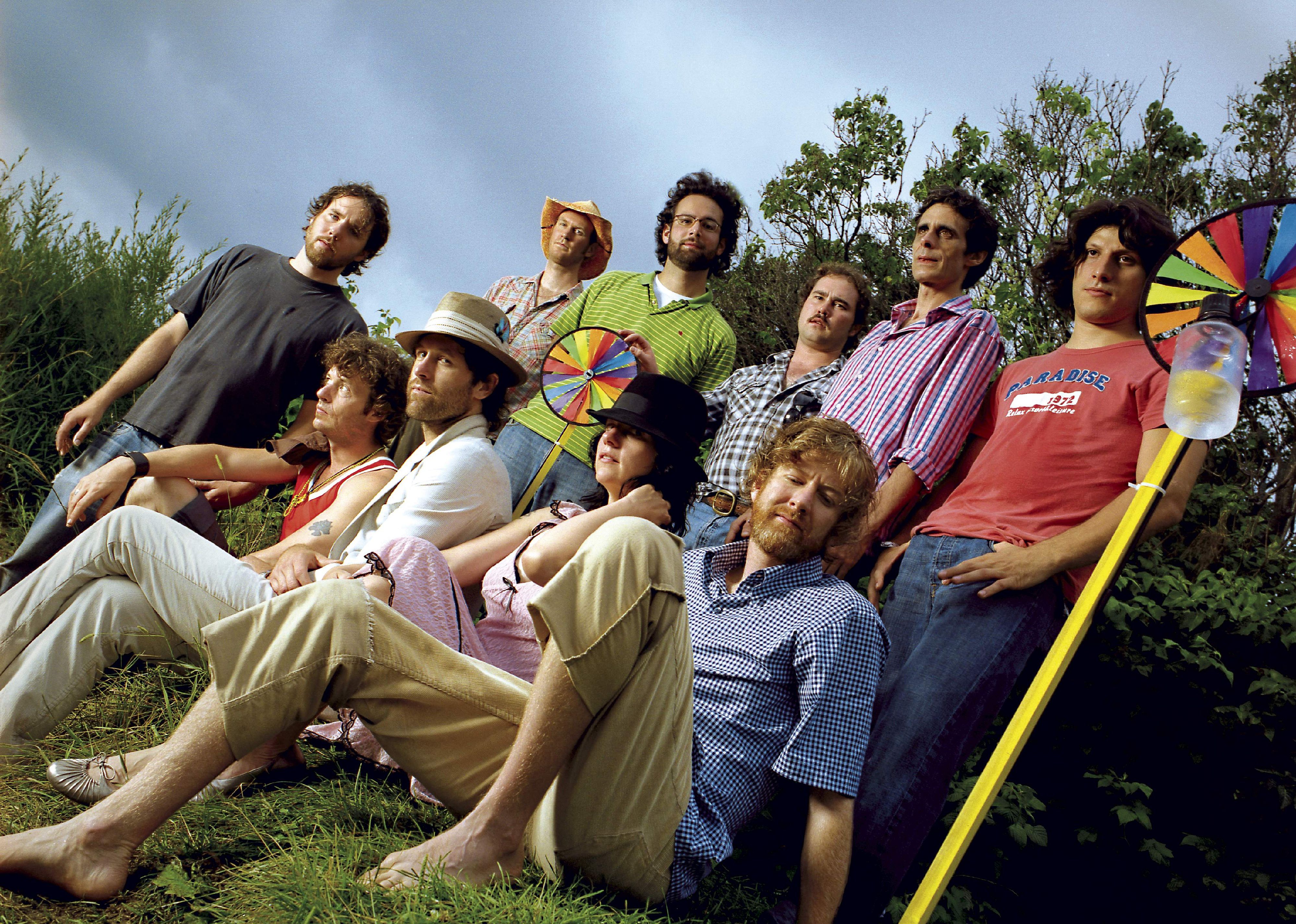 Broken Social Scene poses outside