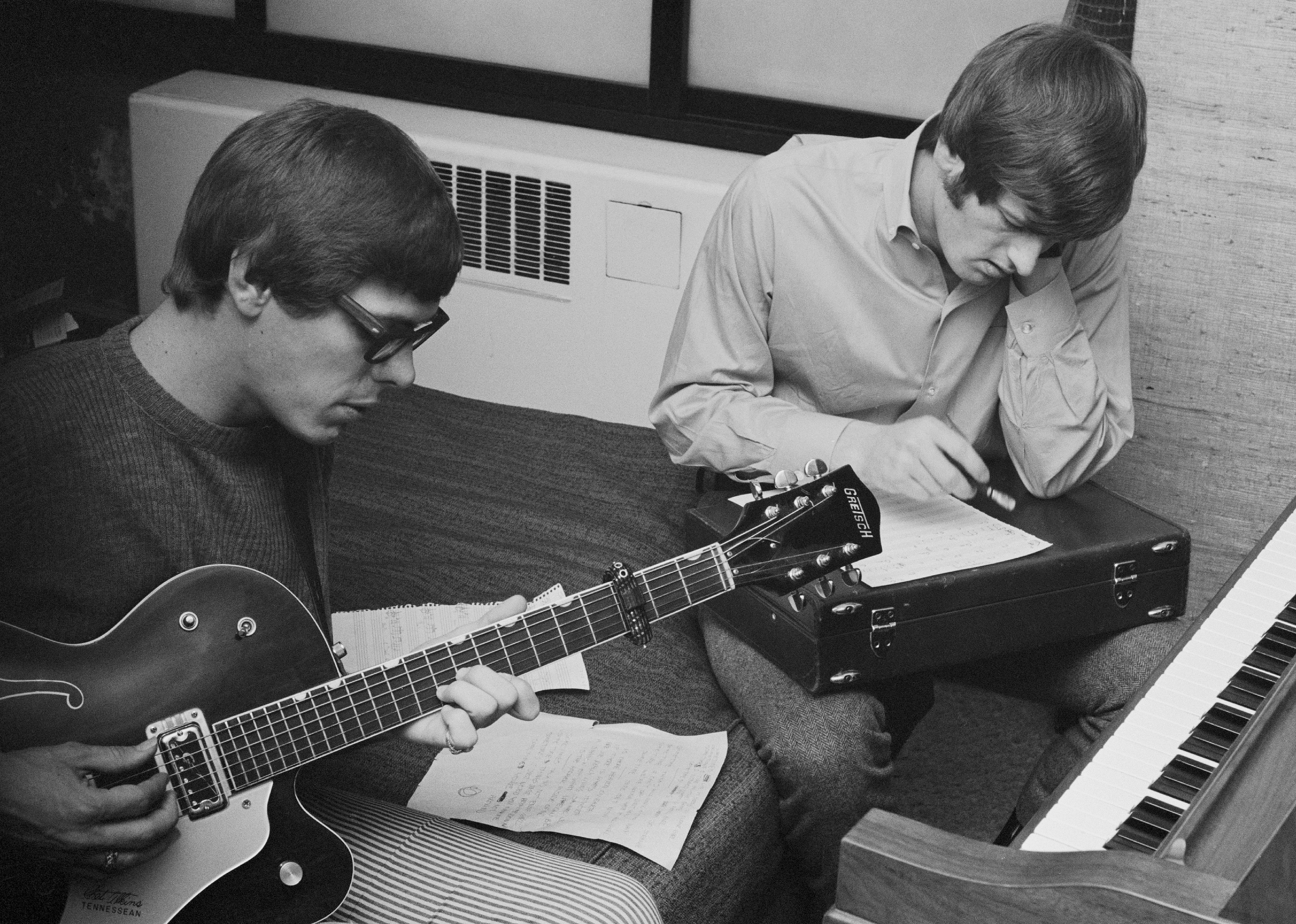 Russ Giguere and Jim Yester at a recording session