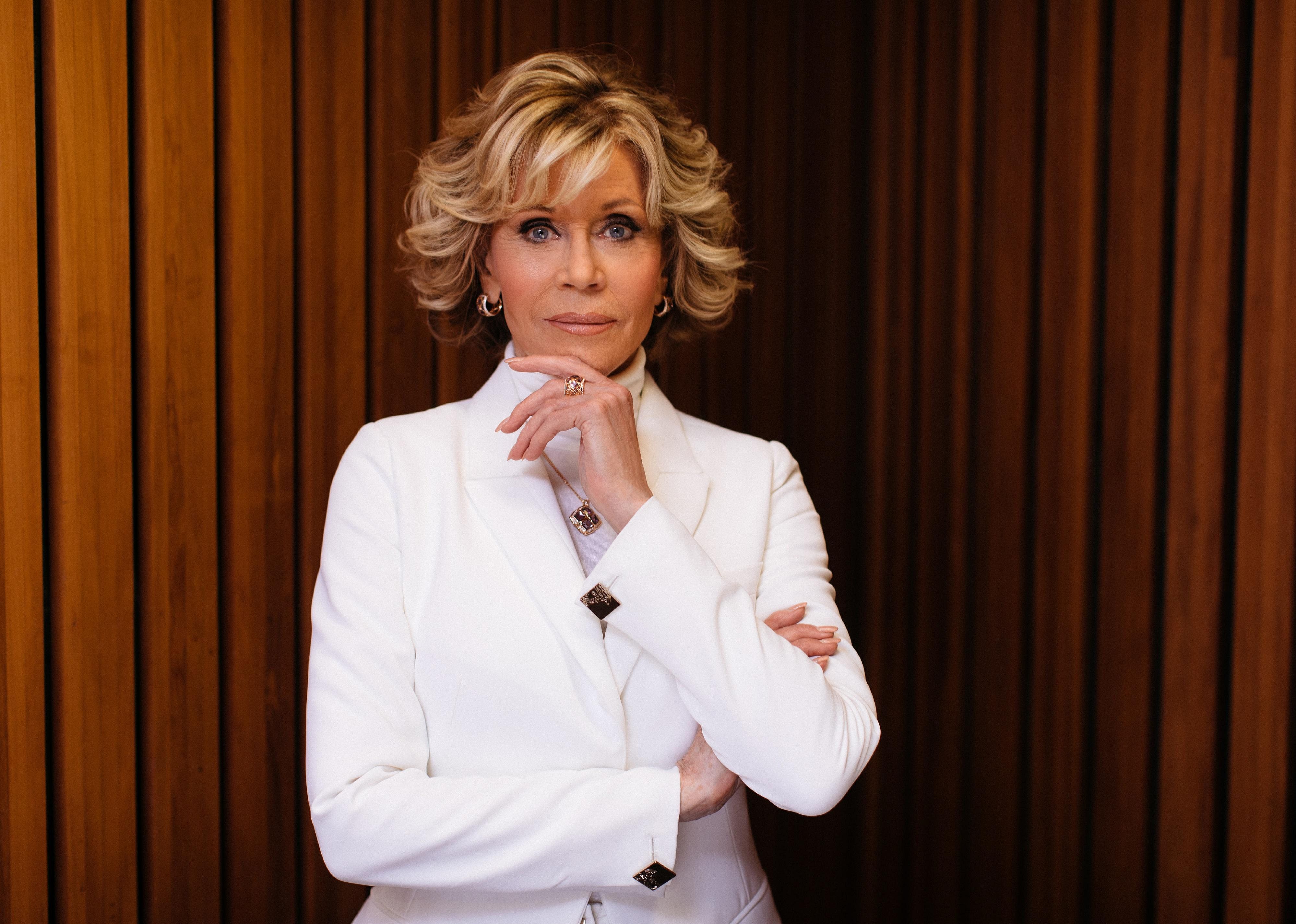 Jane Fonda posing. 