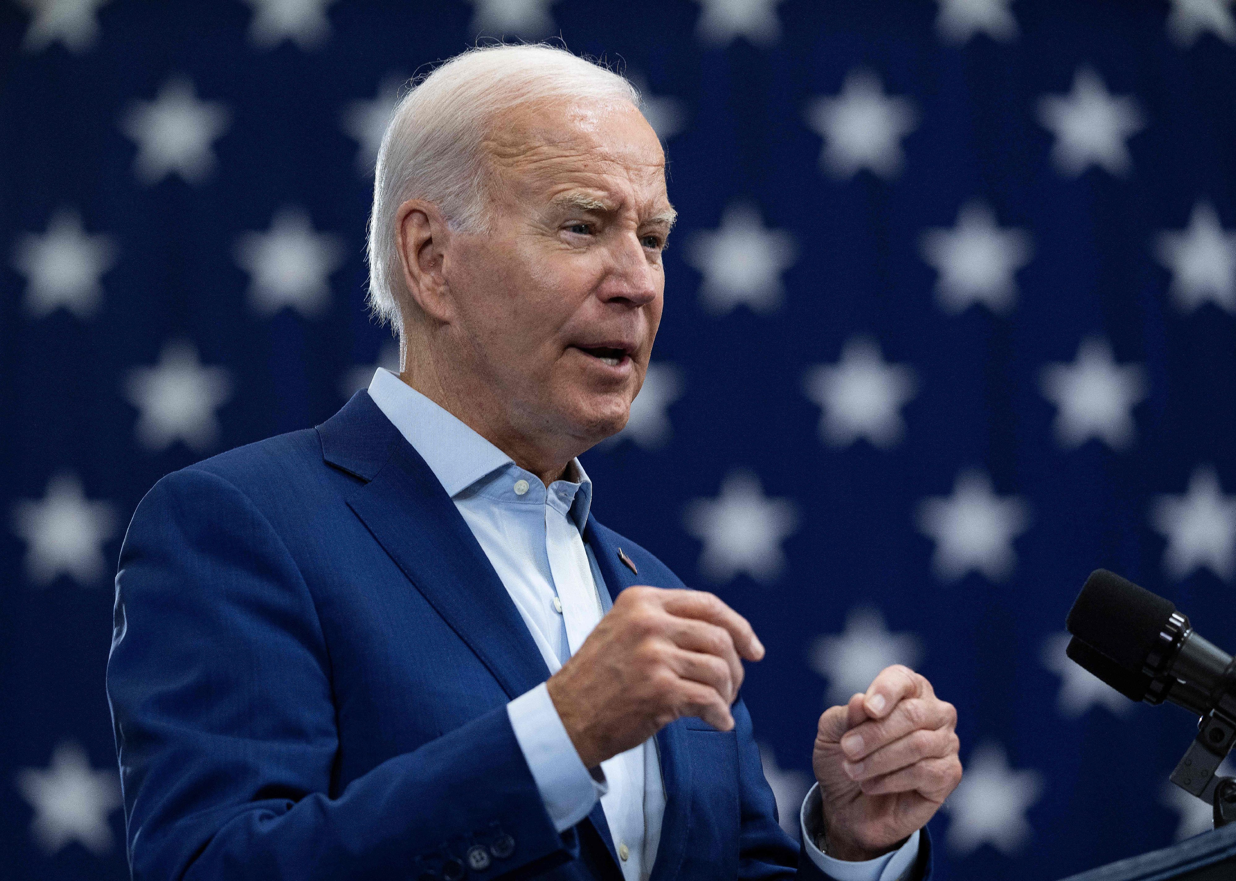 Joe Biden speaks at Arcosa Wind Towers in Belen, New Mexico.